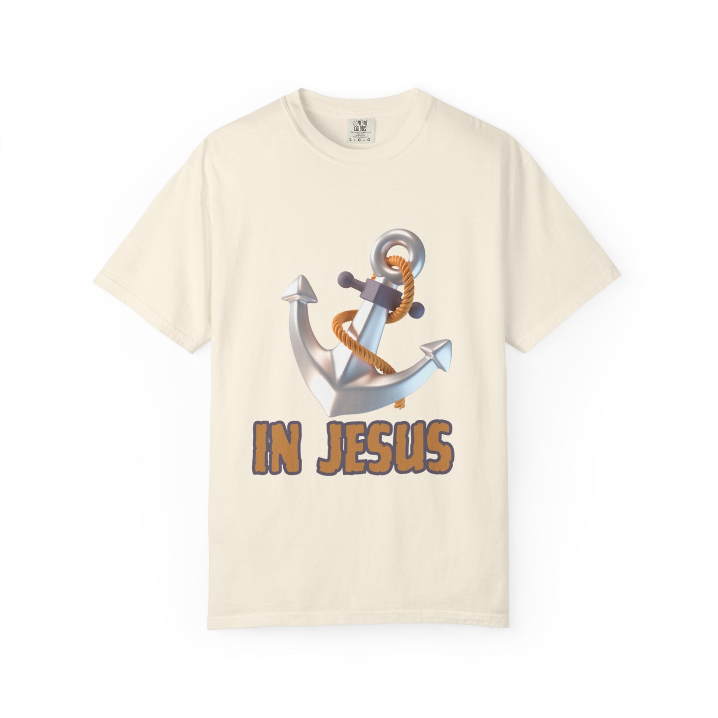 Faith-Inspired Unisex Garment-Dyed T-Shirt | 'In Jesus' Anchor Design