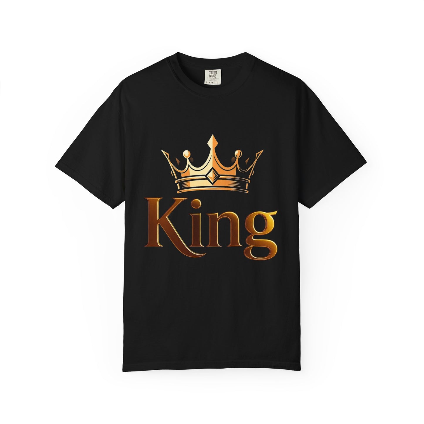 King Crown T-Shirt — Metallic Gold 'King' Graphic Tee