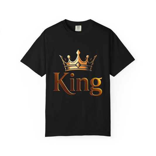 King Crown T-Shirt — Metallic Gold 'King' Graphic Tee