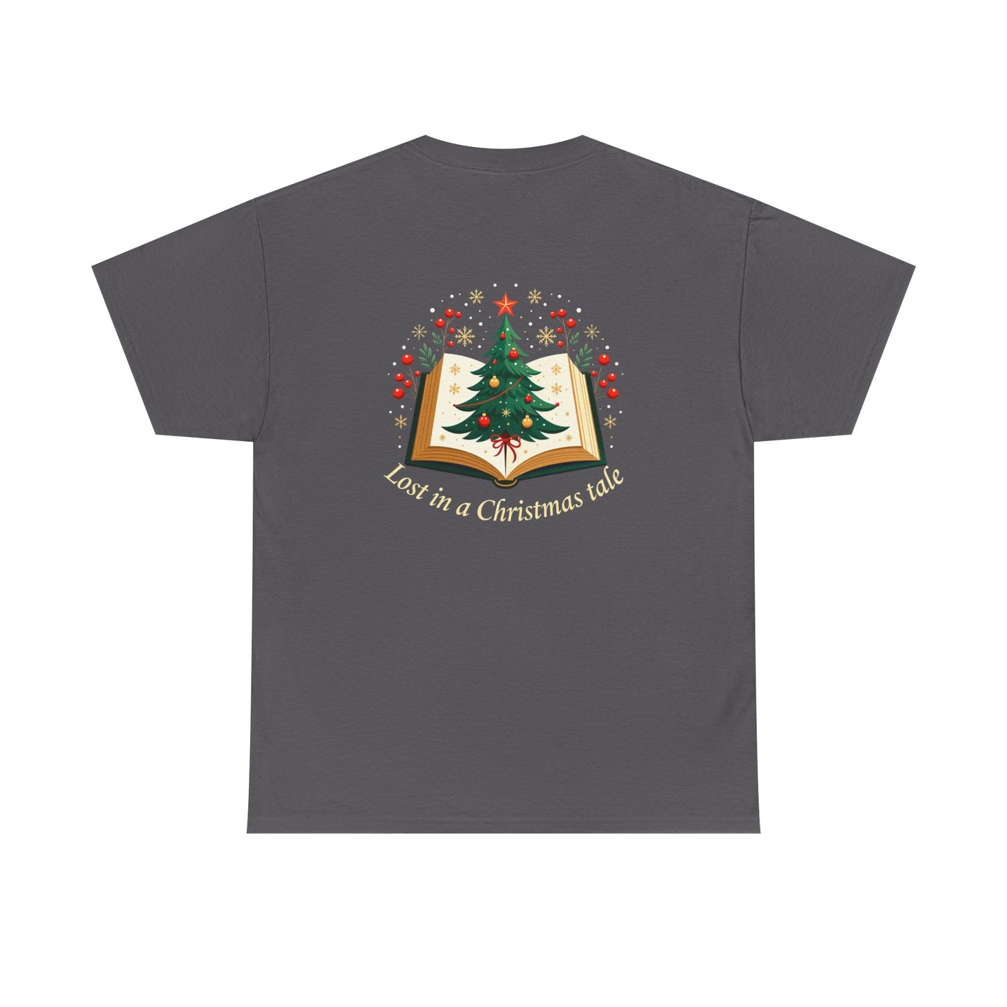 Christmas Tale T-Shirt — "Lost in a Christmas Tale" Illustrated Tree Book Tee