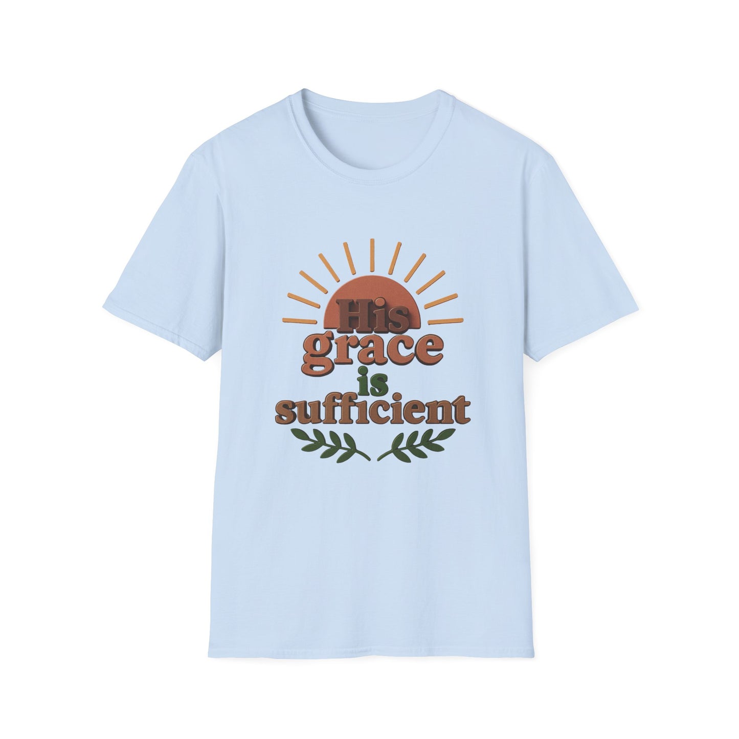 Inspirational Quote T-Shirt: 'His Grace is Sufficient' Unisex Softstyle Tee
