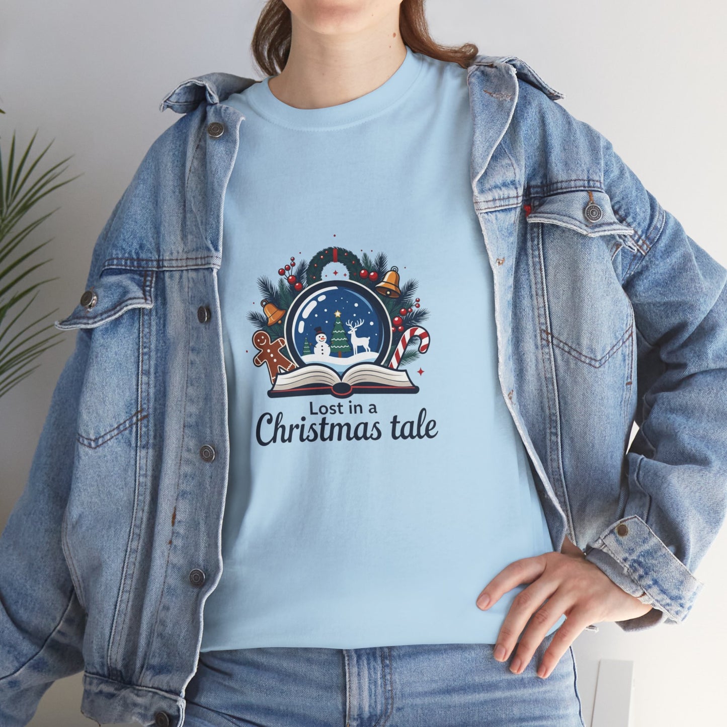 Christmas Tee — "Lost in a Christmas Tale" Snow Globe Graphic Shirt