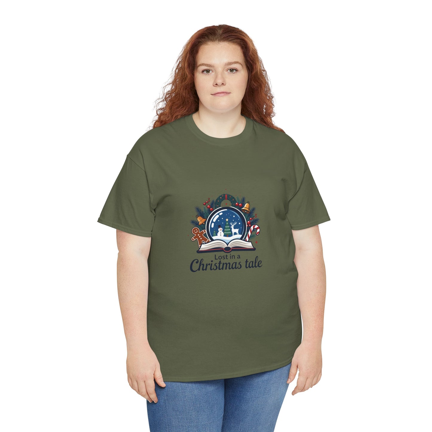 Christmas Tee — "Lost in a Christmas Tale" Snow Globe Graphic Shirt