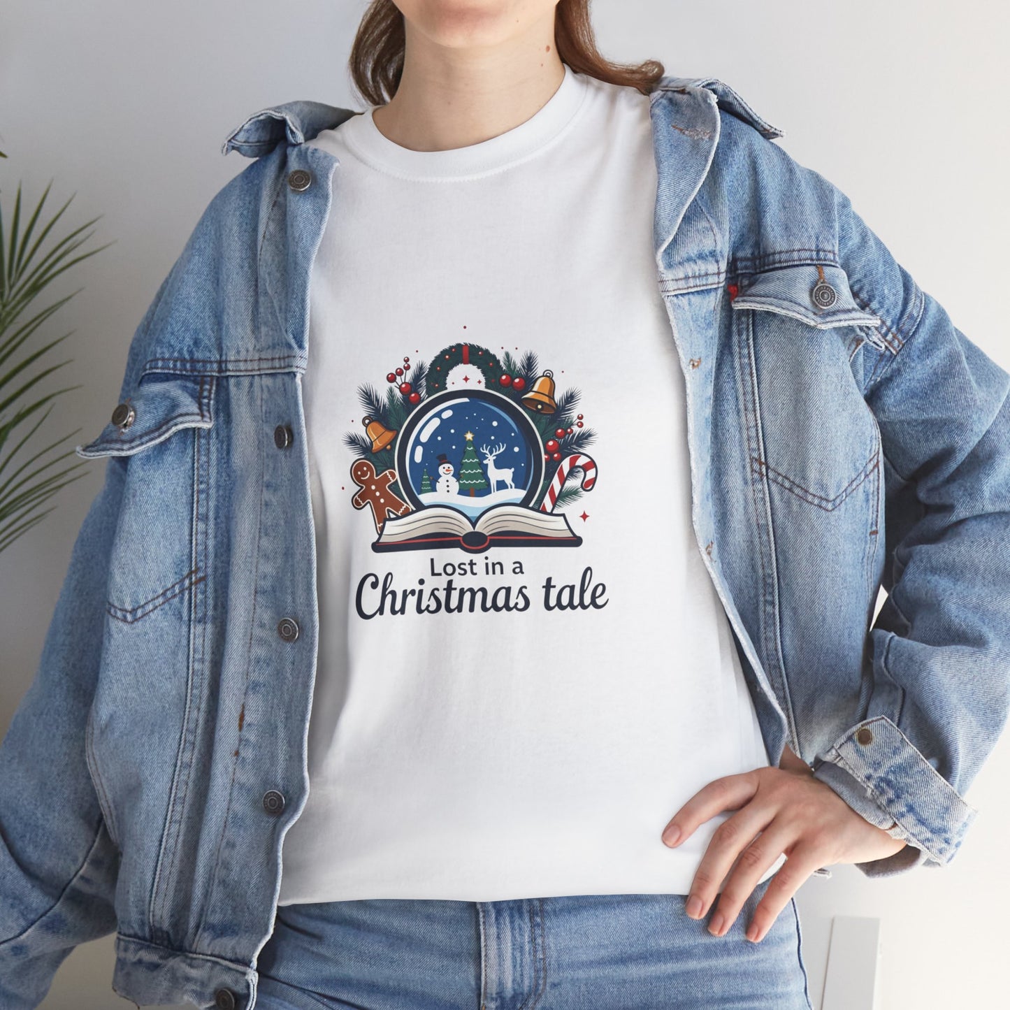 Christmas Tee — "Lost in a Christmas Tale" Snow Globe Graphic Shirt