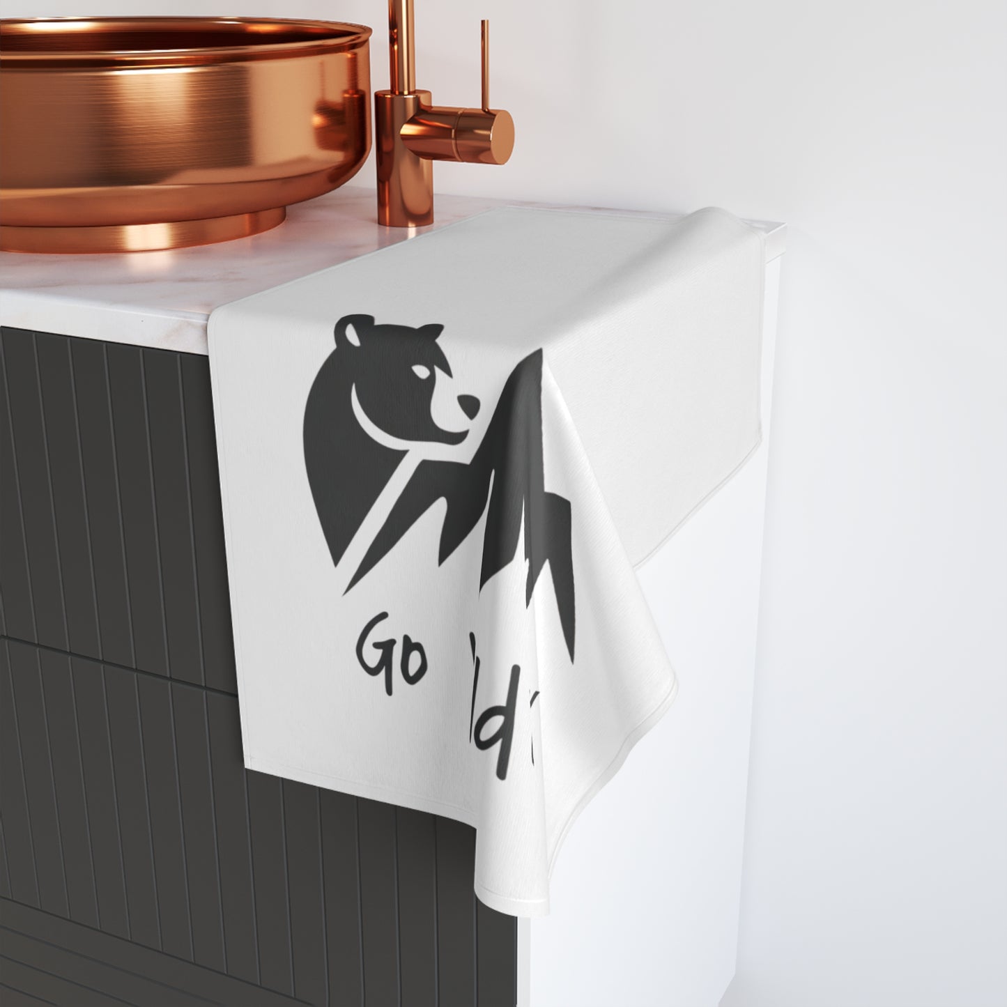 Go Wild Stay Cozy Hand Towel — Mountain Bear Camping Kitchen Towel
