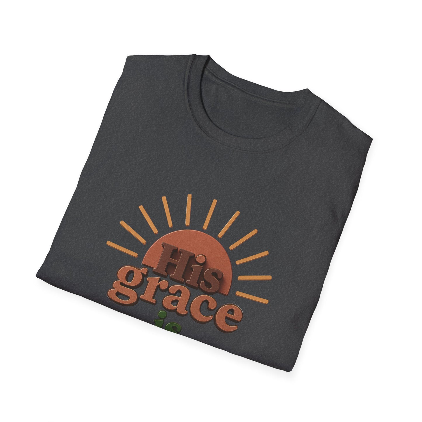 Inspirational Quote T-Shirt: 'His Grace is Sufficient' Unisex Softstyle Tee