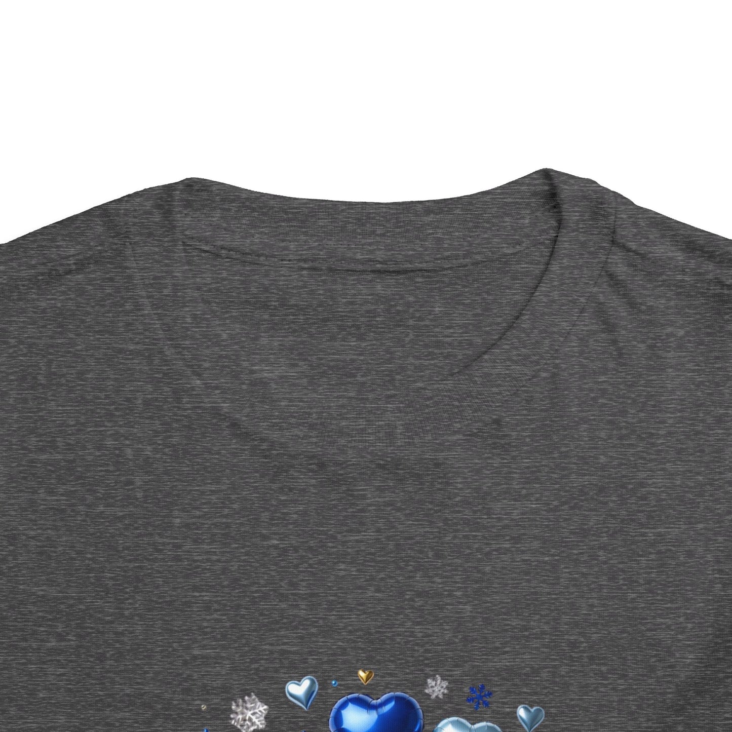 Toddler Tee — 'Merry Christmas' Blue Heart & Snowflake Holiday Shirt