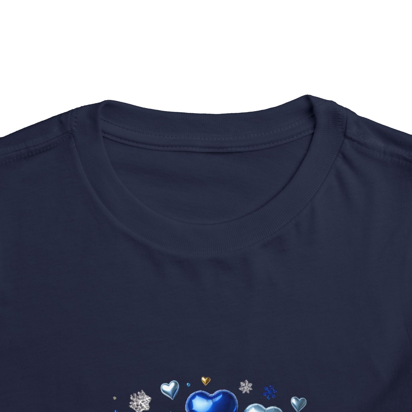 Toddler Tee — 'Merry Christmas' Blue Heart & Snowflake Holiday Shirt