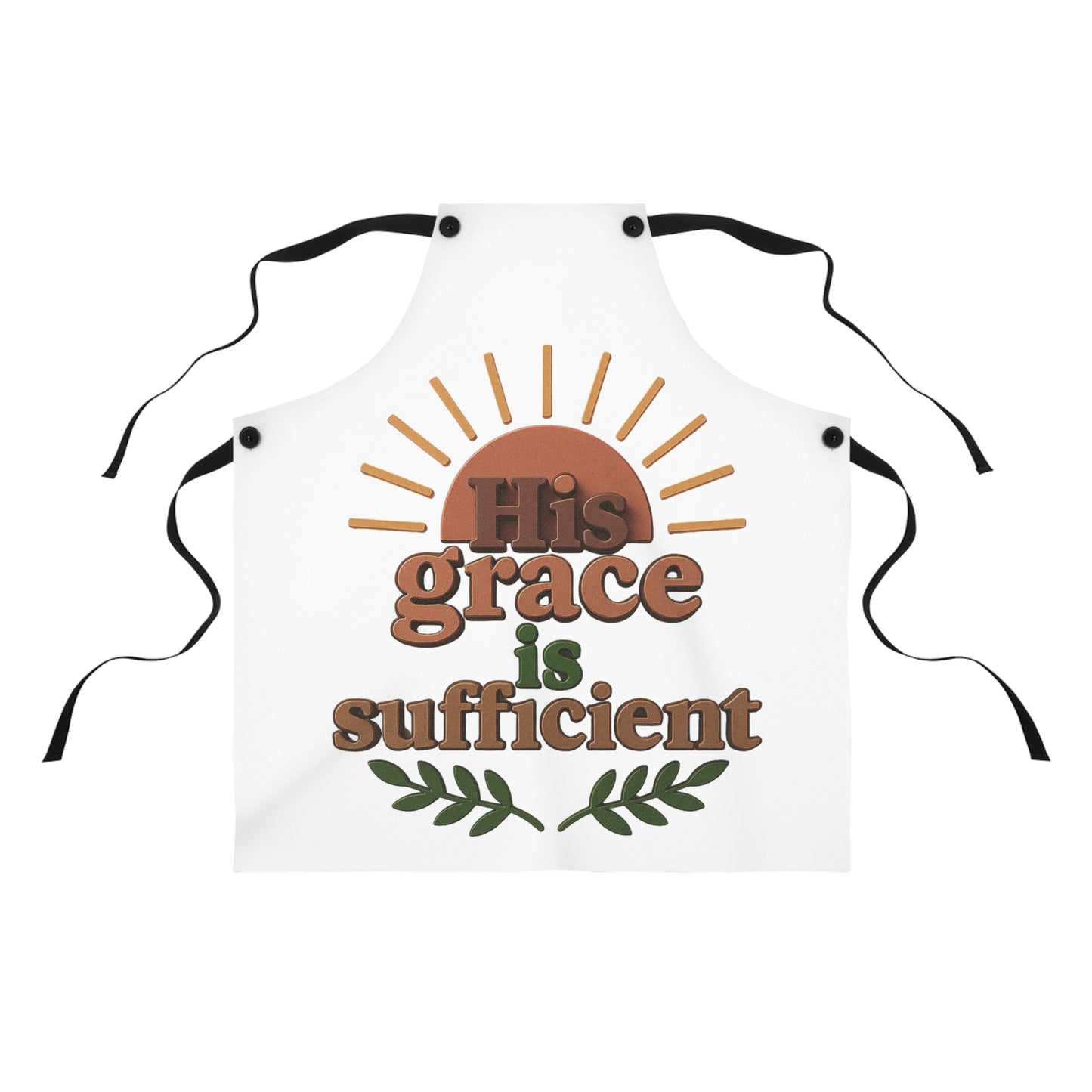 Inspirational Cooking Apron - 'His Grace is Sufficient' with Sun Design