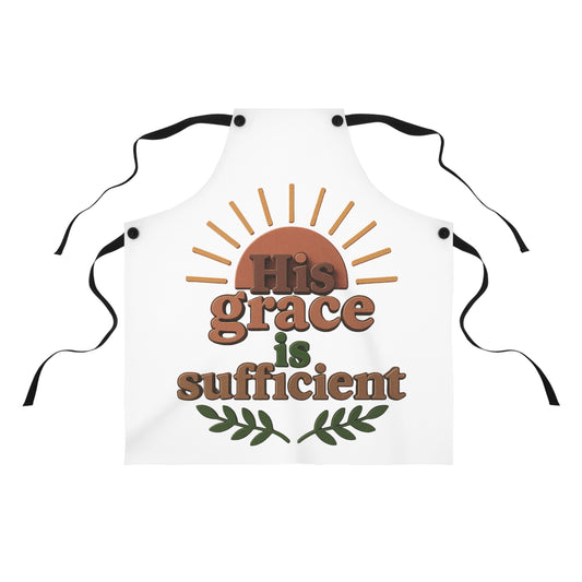 Inspirational Cooking Apron - 'His Grace is Sufficient' with Sun Design
