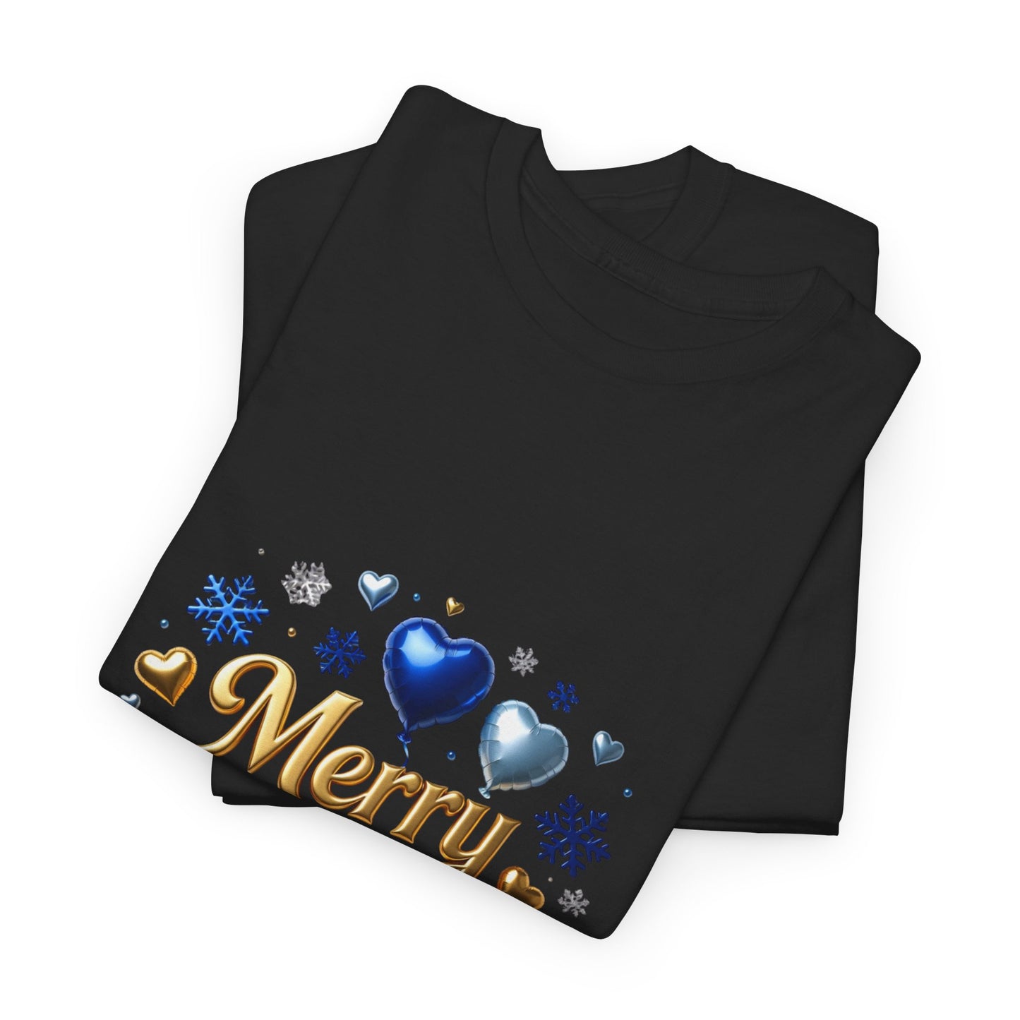 Merry Christmas Blue Hearts T-Shirt