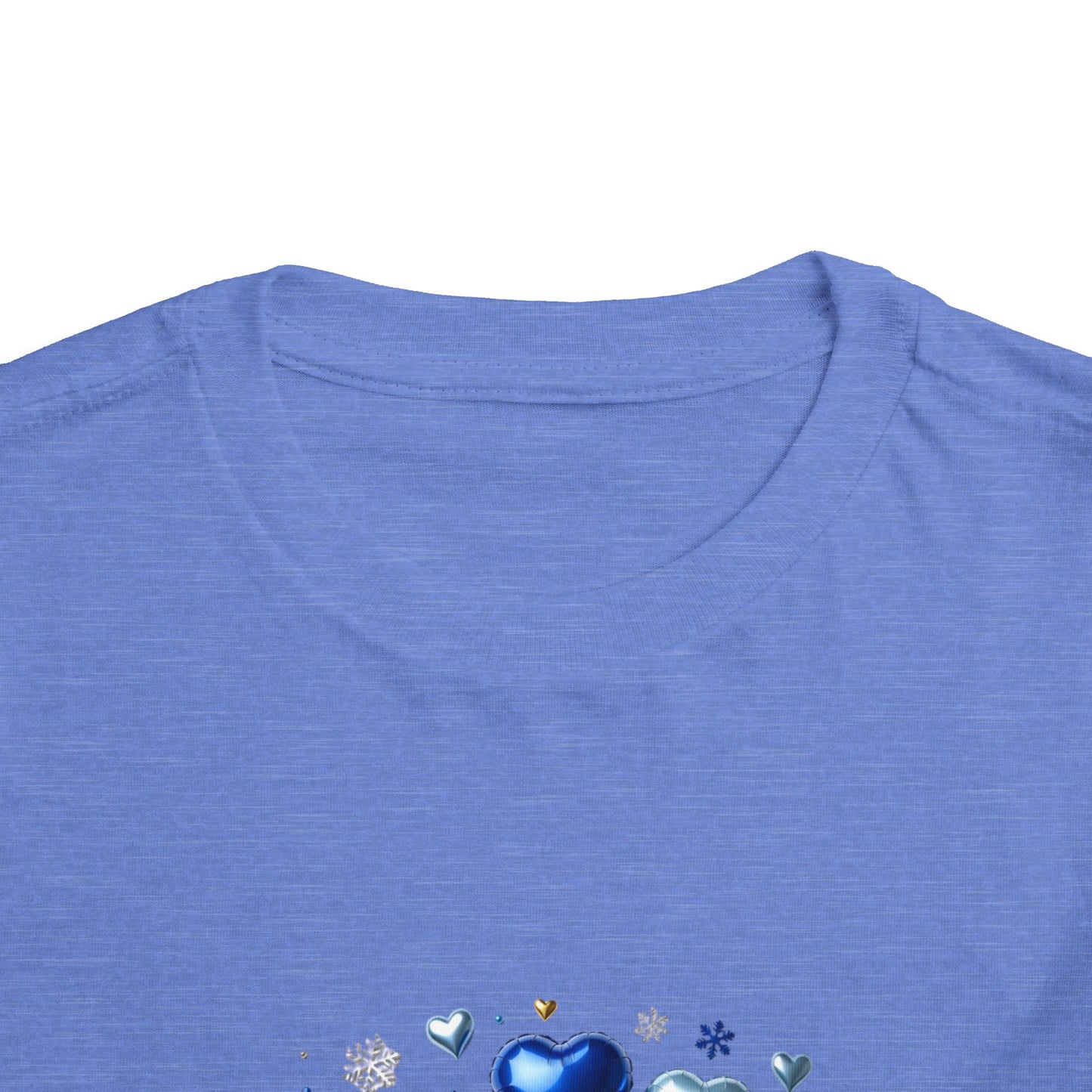 Toddler Tee — 'Merry Christmas' Blue Heart & Snowflake Holiday Shirt