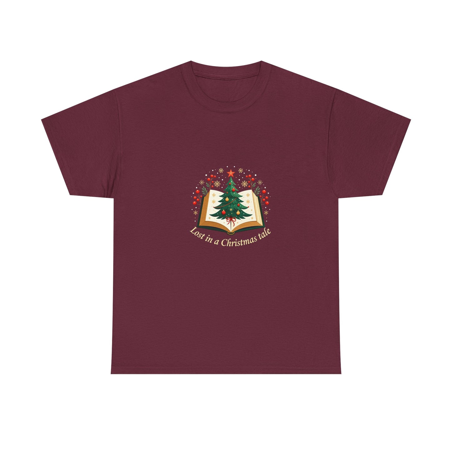 Christmas Tale T-Shirt — "Lost in a Christmas Tale" Illustrated Tree Book Tee