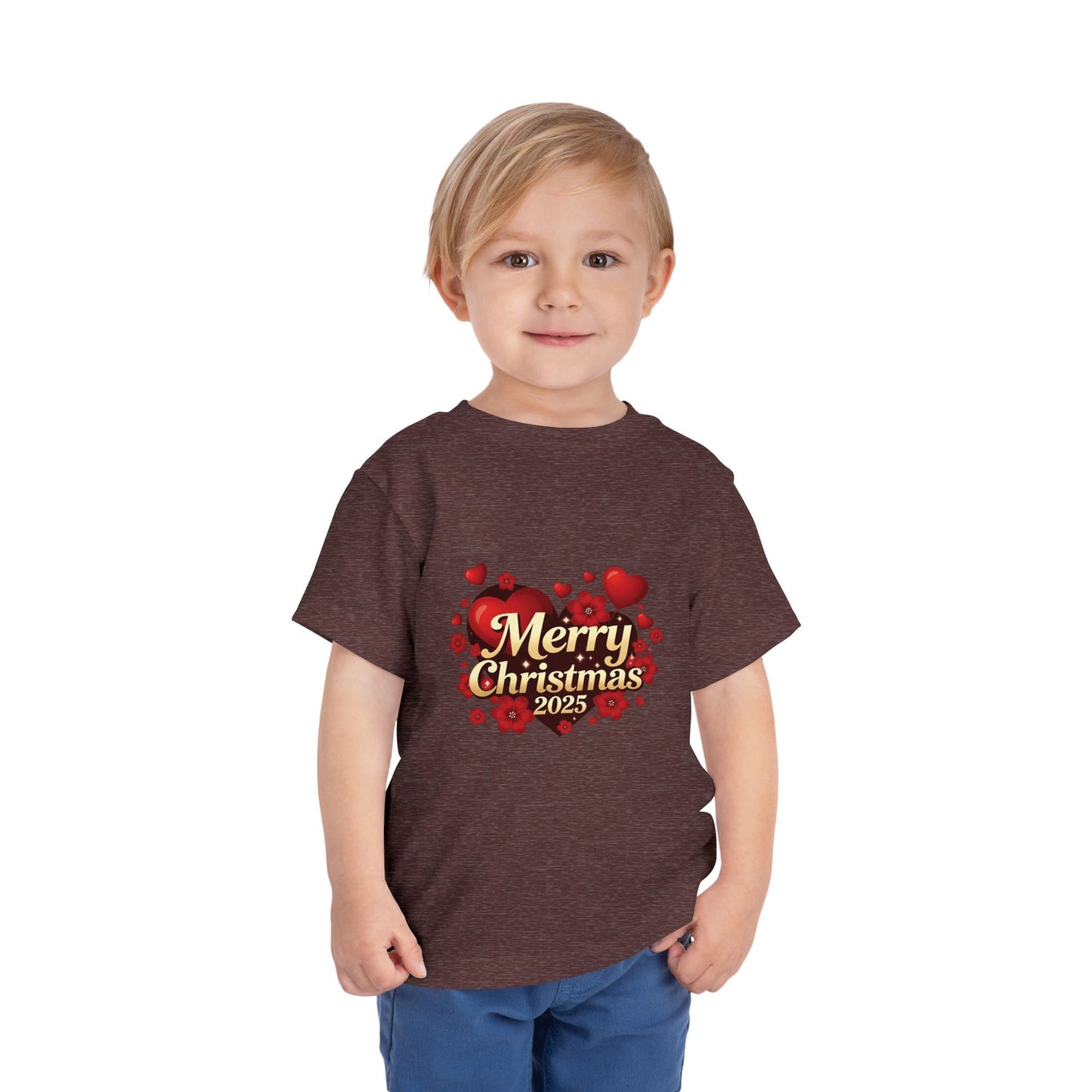 Toddler Tee — "Merry Christmas 2025" Heart Holiday Shirt