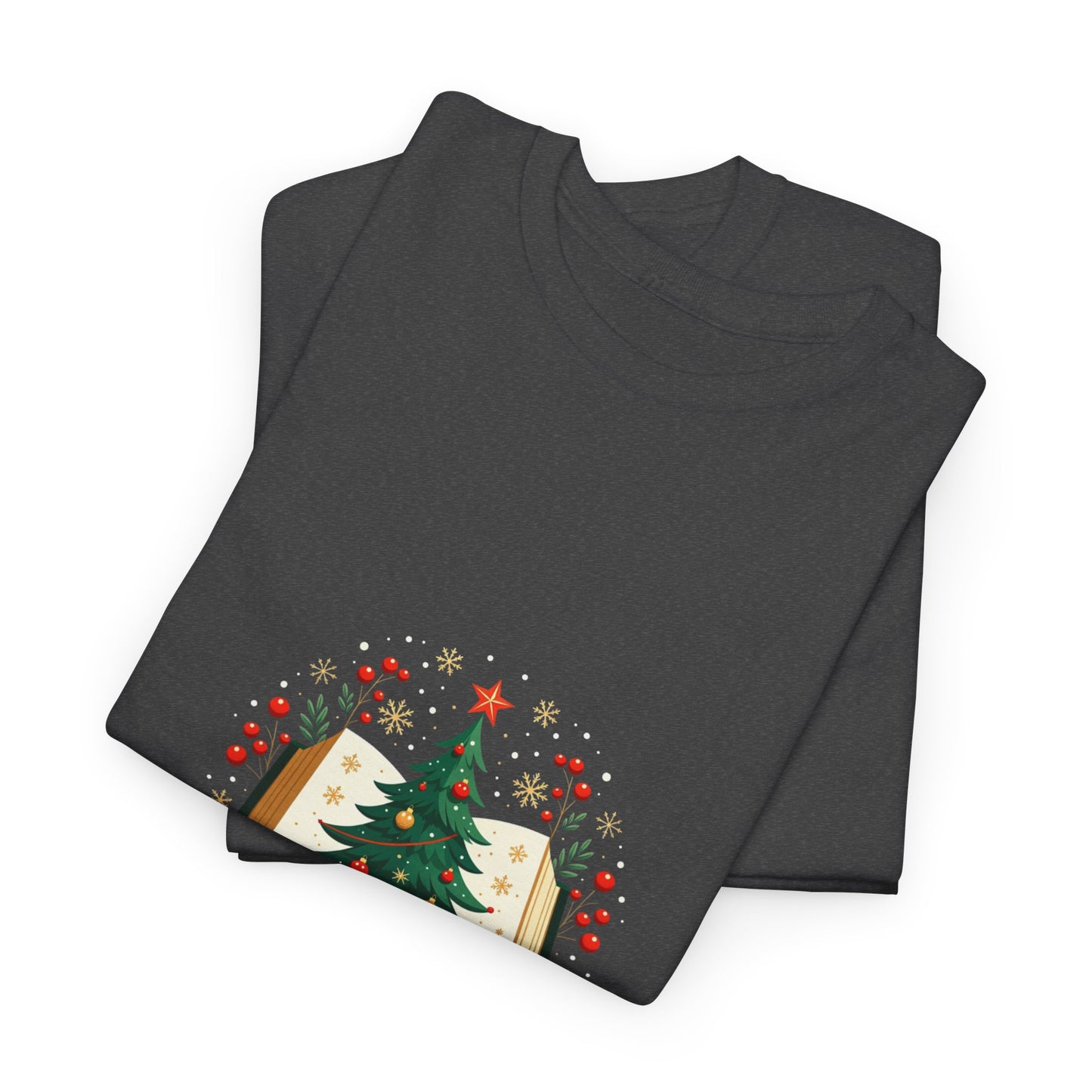 Christmas Tale T-Shirt — "Lost in a Christmas Tale" Illustrated Tree Book Tee