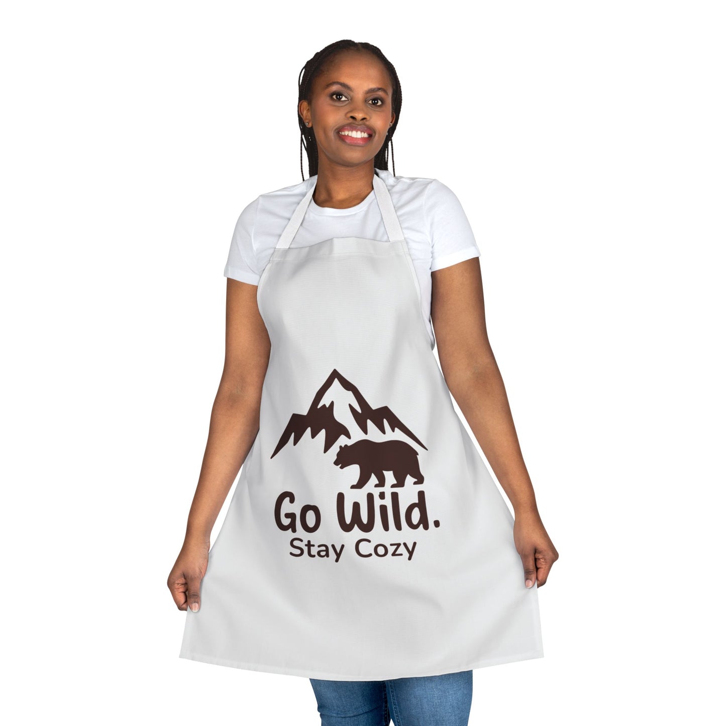 Go Wild Stay Cozy Apron — Mountain & Bear Cooking Apron for Outdoor Lovers