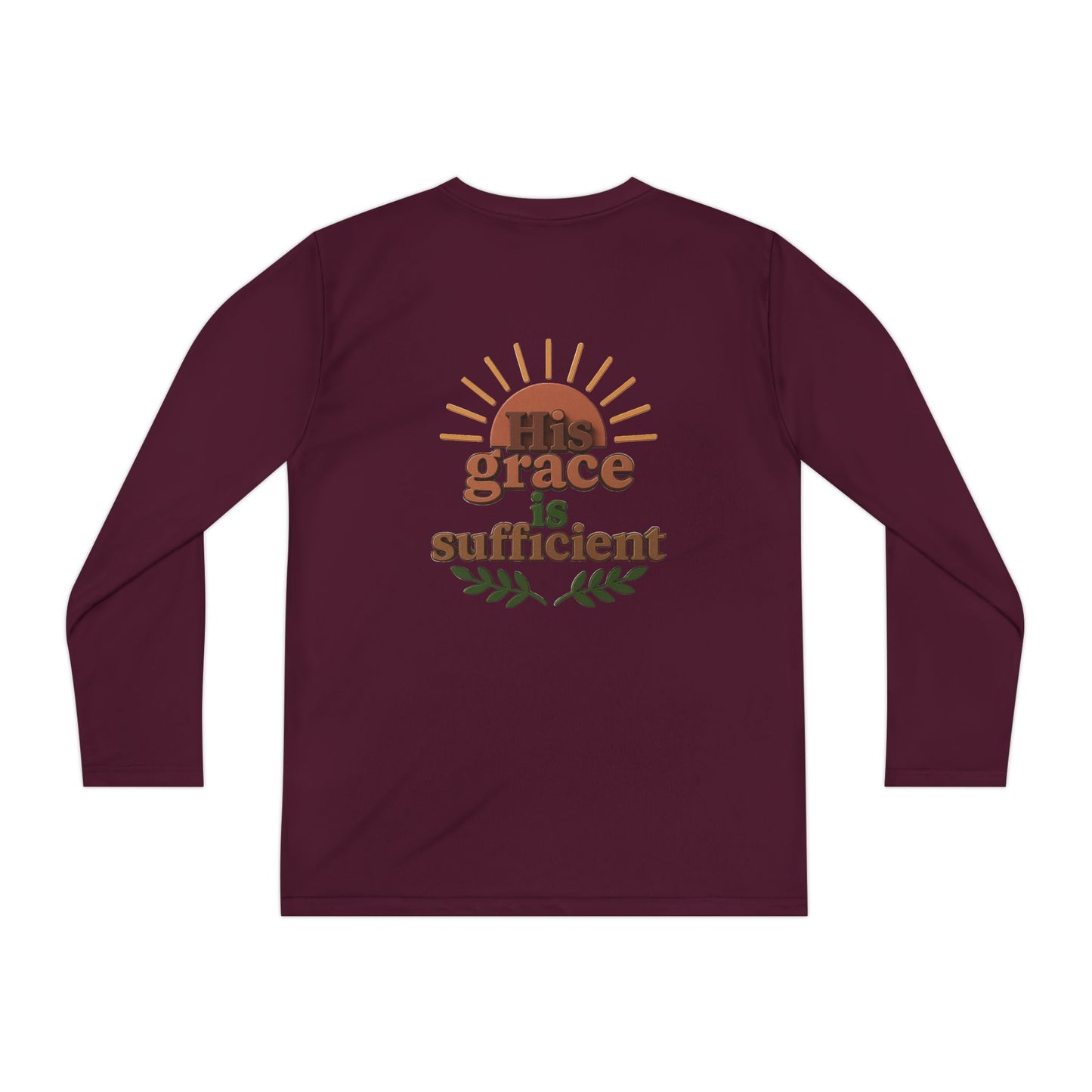 Youth Long Sleeve Tee - 'His Grace is Sufficient' Inspirational Shirt