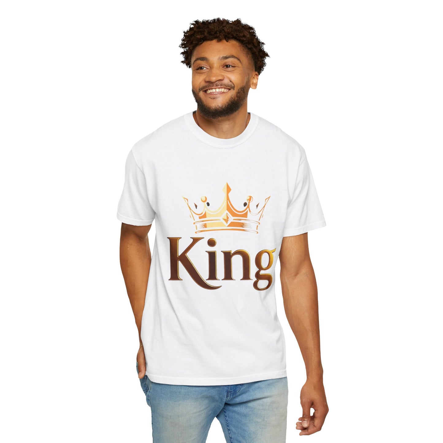 King Crown T-Shirt — Metallic Gold 'King' Graphic Tee