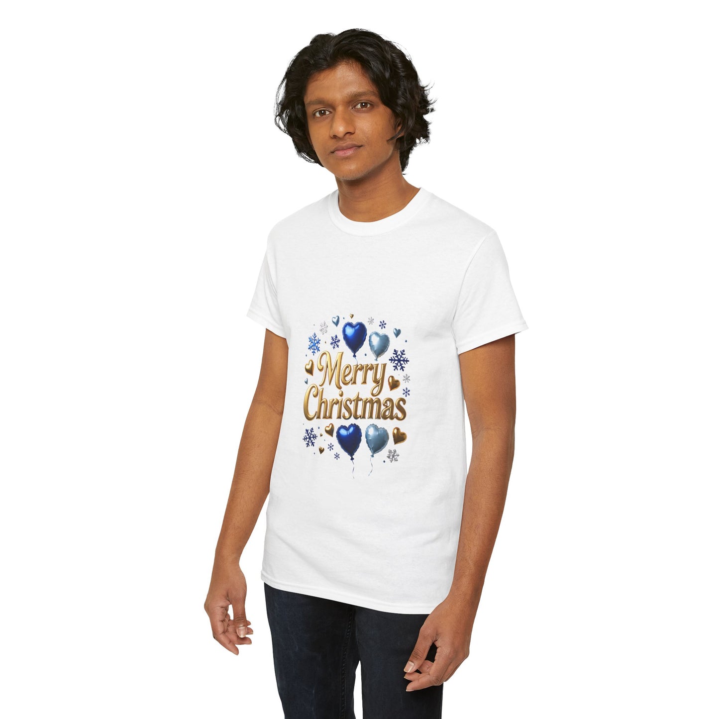Merry Christmas Blue Hearts T-Shirt