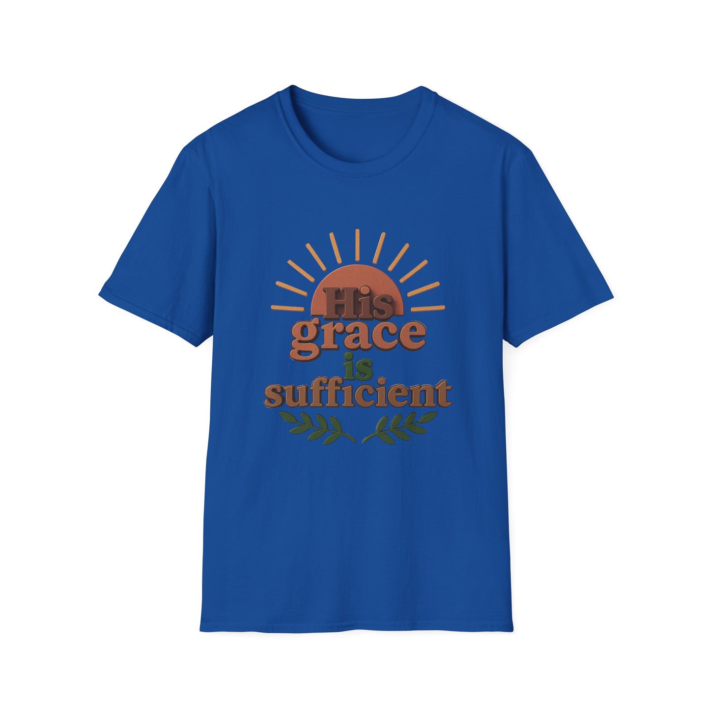 Inspirational Quote T-Shirt: 'His Grace is Sufficient' Unisex Softstyle Tee