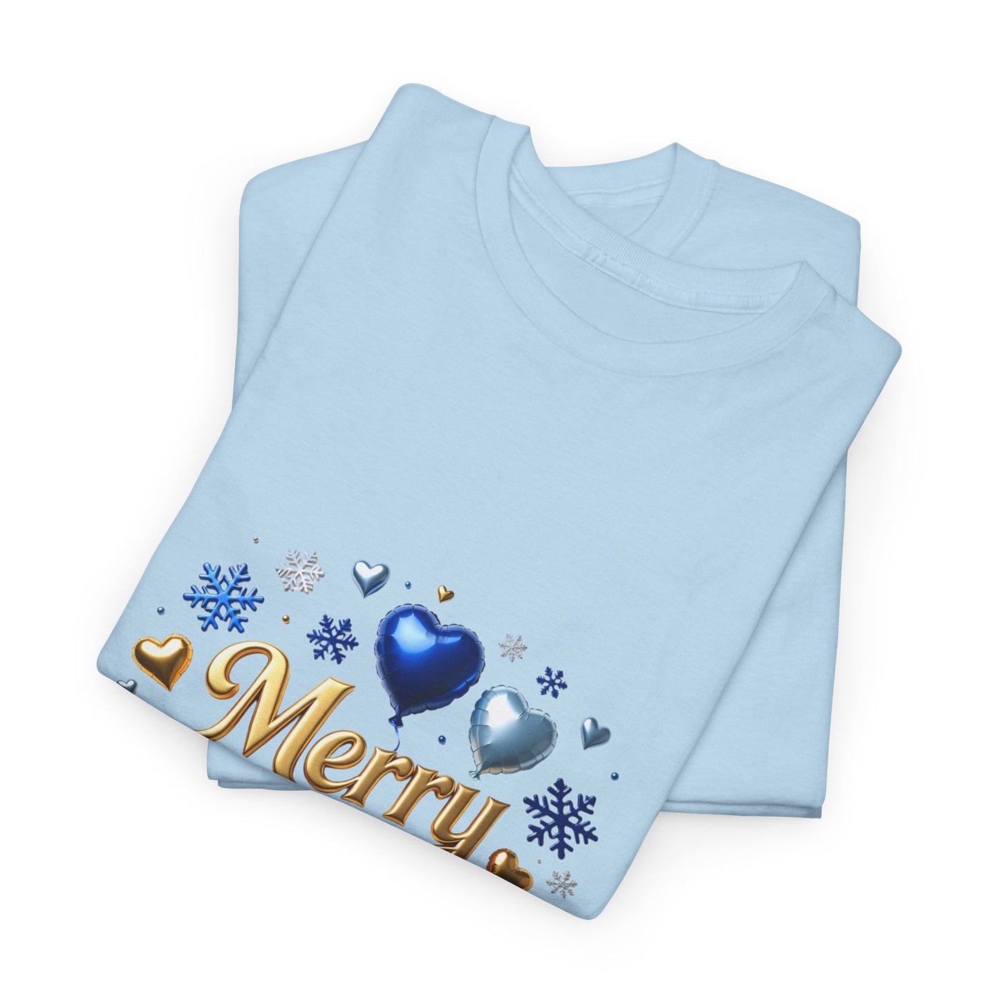 Merry Christmas Blue Hearts T-Shirt