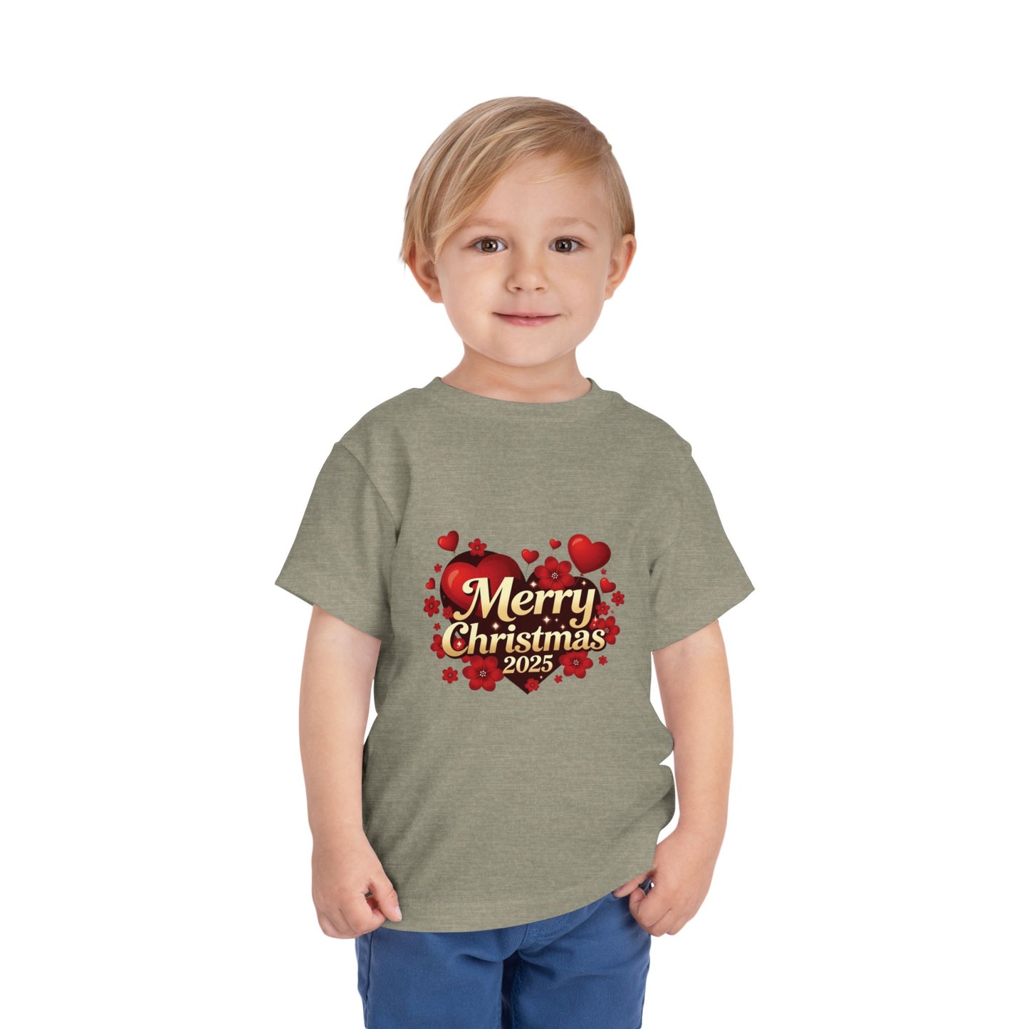 Toddler Tee — "Merry Christmas 2025" Heart Holiday Shirt