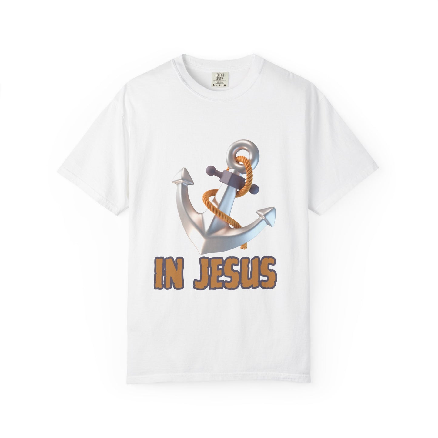 Faith-Inspired Unisex Garment-Dyed T-Shirt | 'In Jesus' Anchor Design