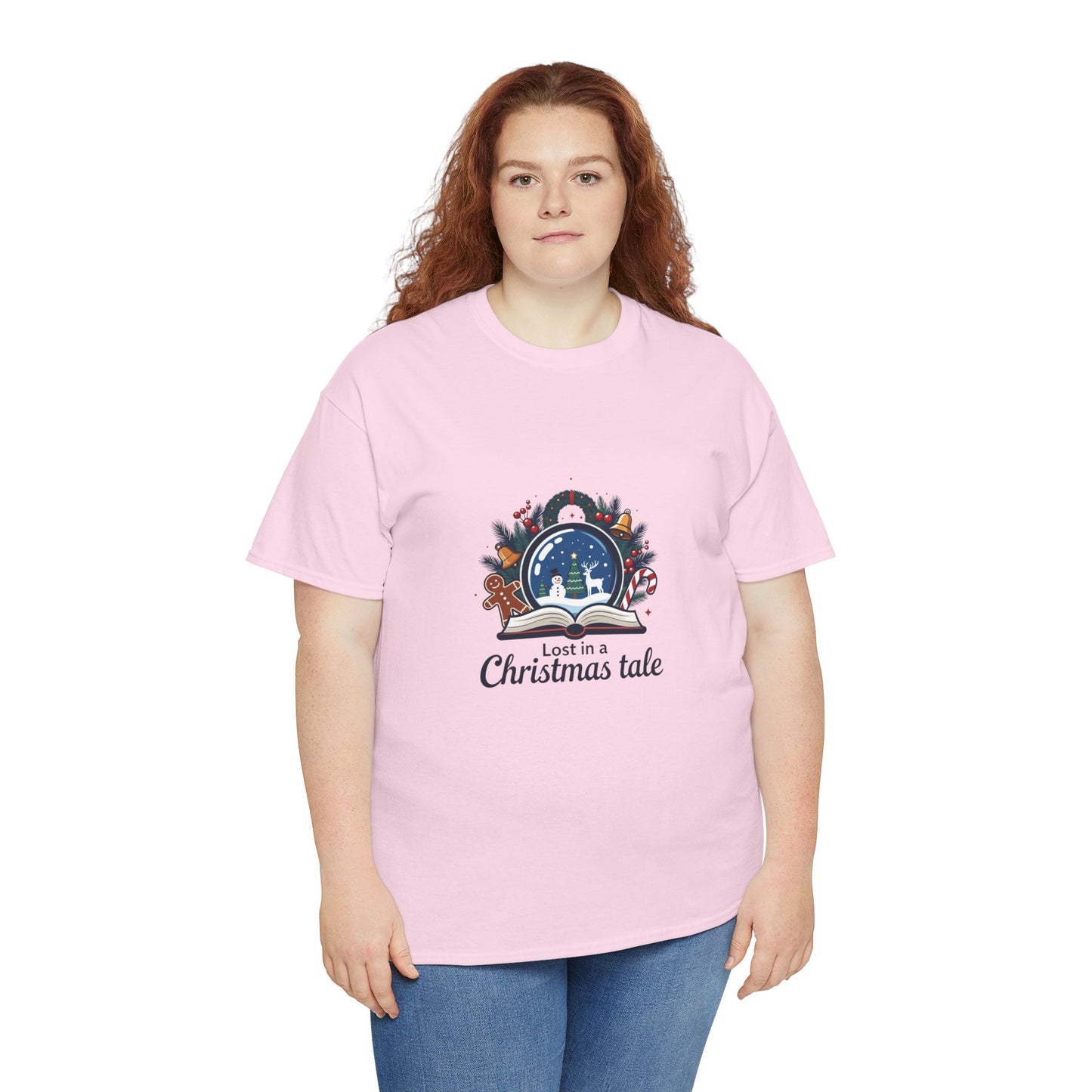 Christmas Tee — "Lost in a Christmas Tale" Snow Globe Graphic Shirt