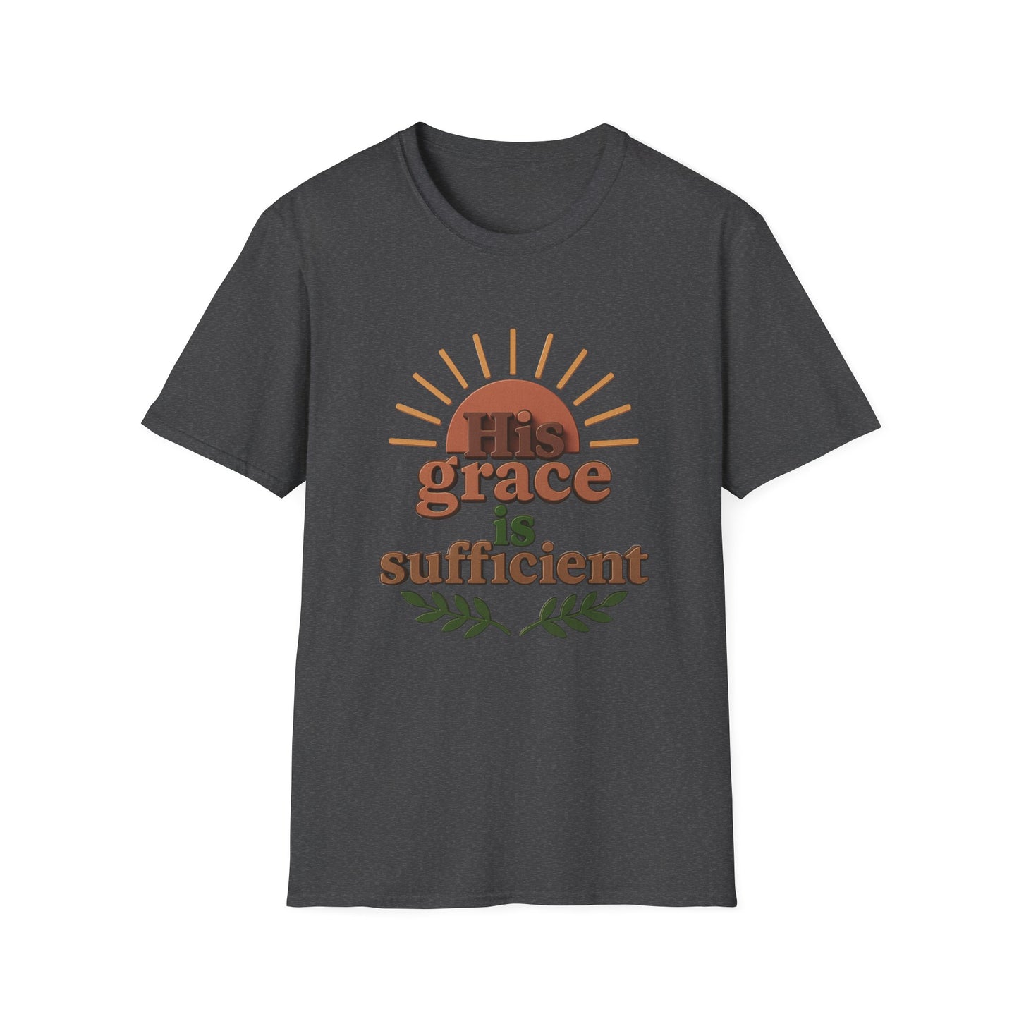 Inspirational Quote T-Shirt: 'His Grace is Sufficient' Unisex Softstyle Tee