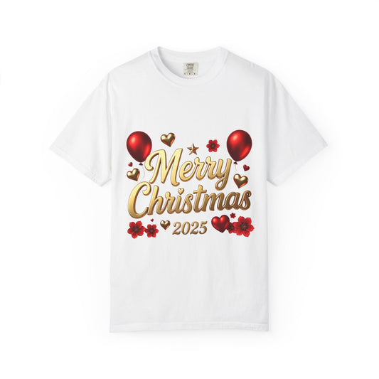 Merry Christmas 2025 T-Shirt — Festive Gold Script Holiday Tee