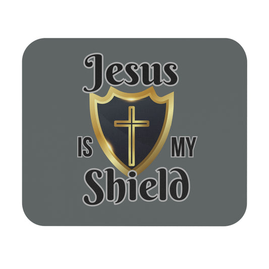 Faith-Inspired Mouse Pad - 'Jesus is My Shield' Design