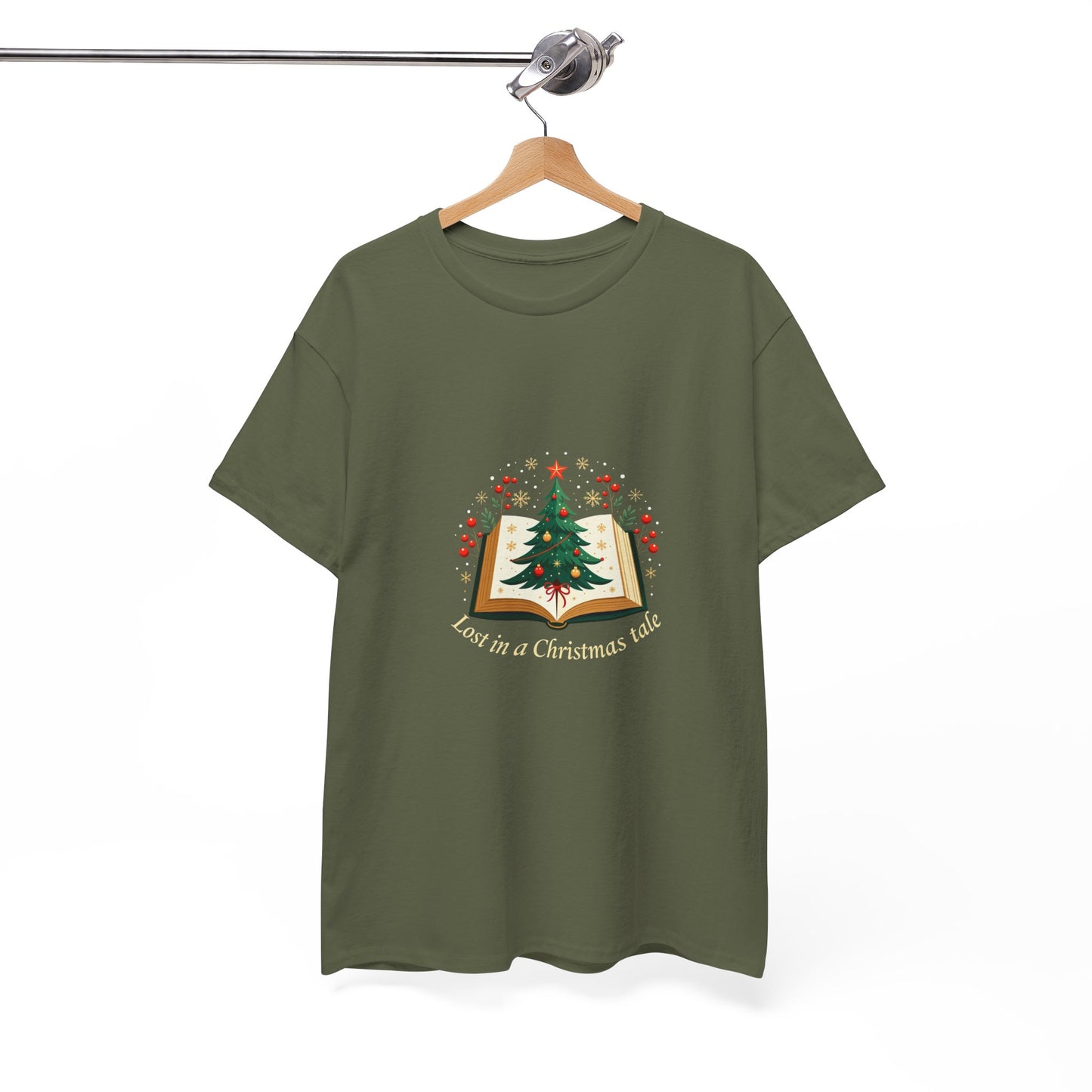 Christmas Tale T-Shirt — "Lost in a Christmas Tale" Illustrated Tree Book Tee