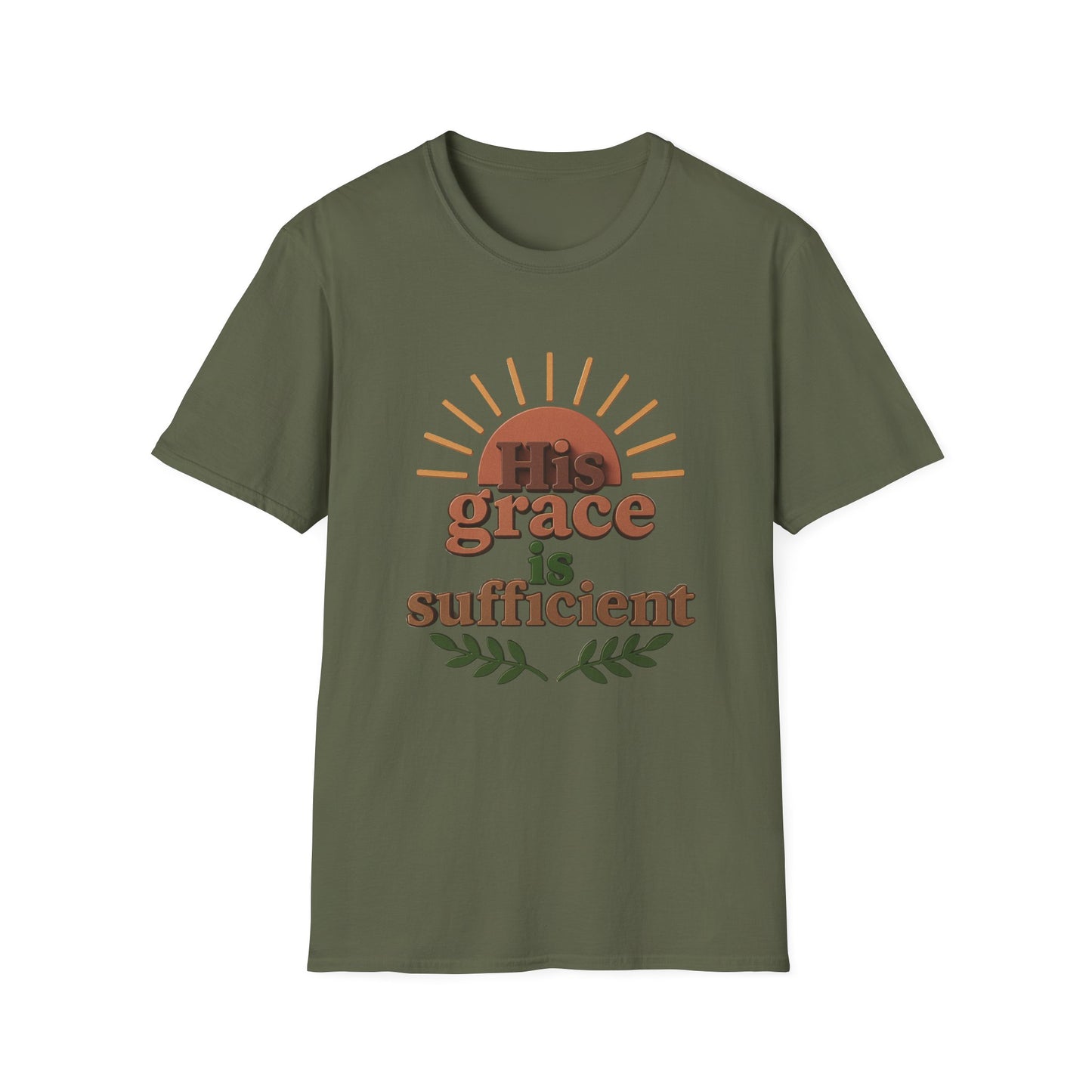 Inspirational Quote T-Shirt: 'His Grace is Sufficient' Unisex Softstyle Tee