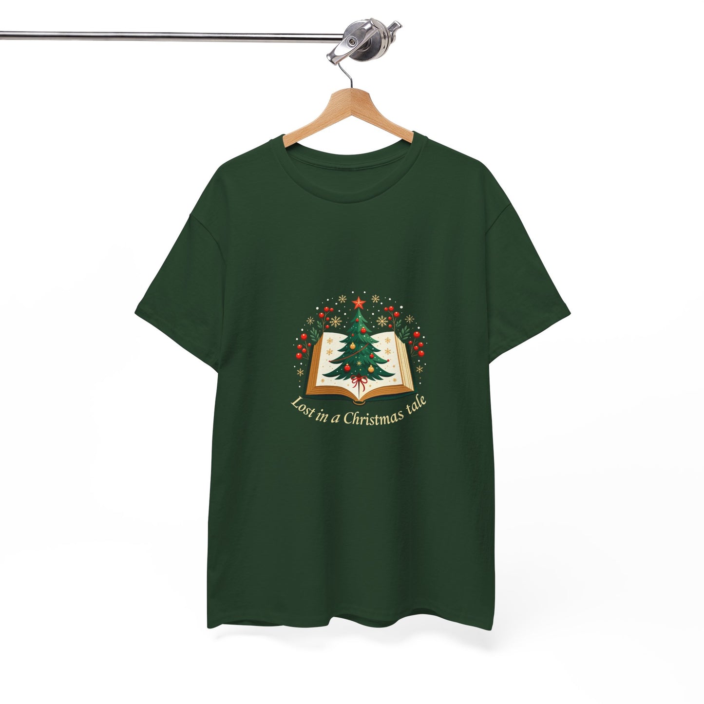 Christmas Tale T-Shirt — "Lost in a Christmas Tale" Illustrated Tree Book Tee