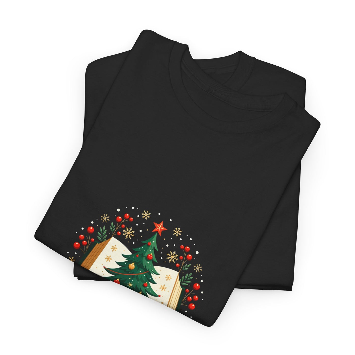 Christmas Tale T-Shirt — "Lost in a Christmas Tale" Illustrated Tree Book Tee