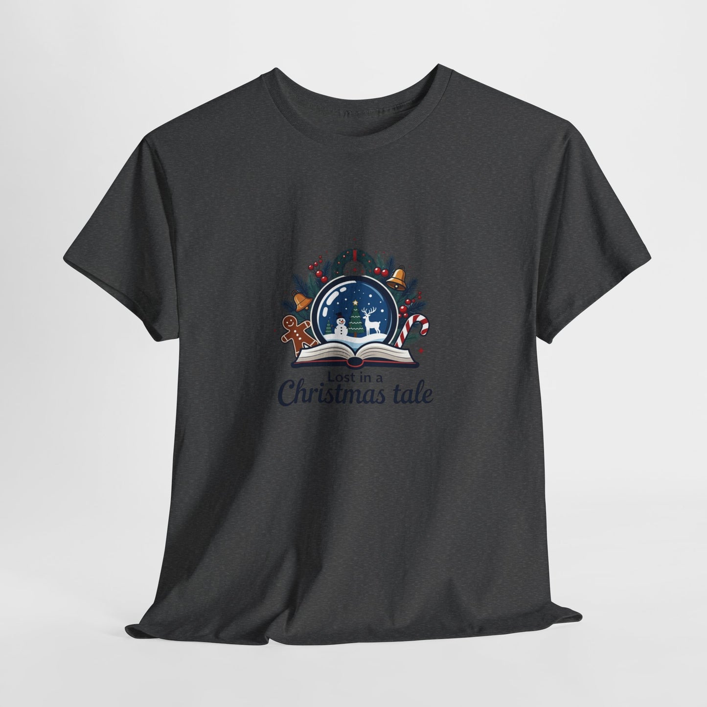 Christmas Tee — "Lost in a Christmas Tale" Snow Globe Graphic Shirt