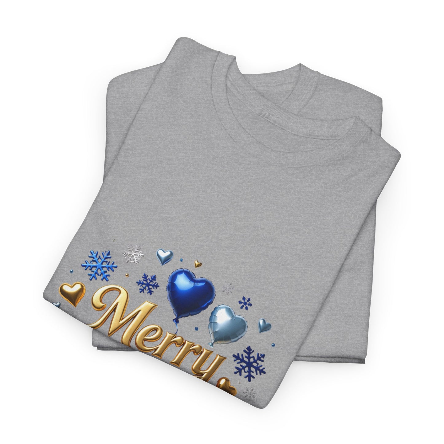 Merry Christmas Blue Hearts T-Shirt
