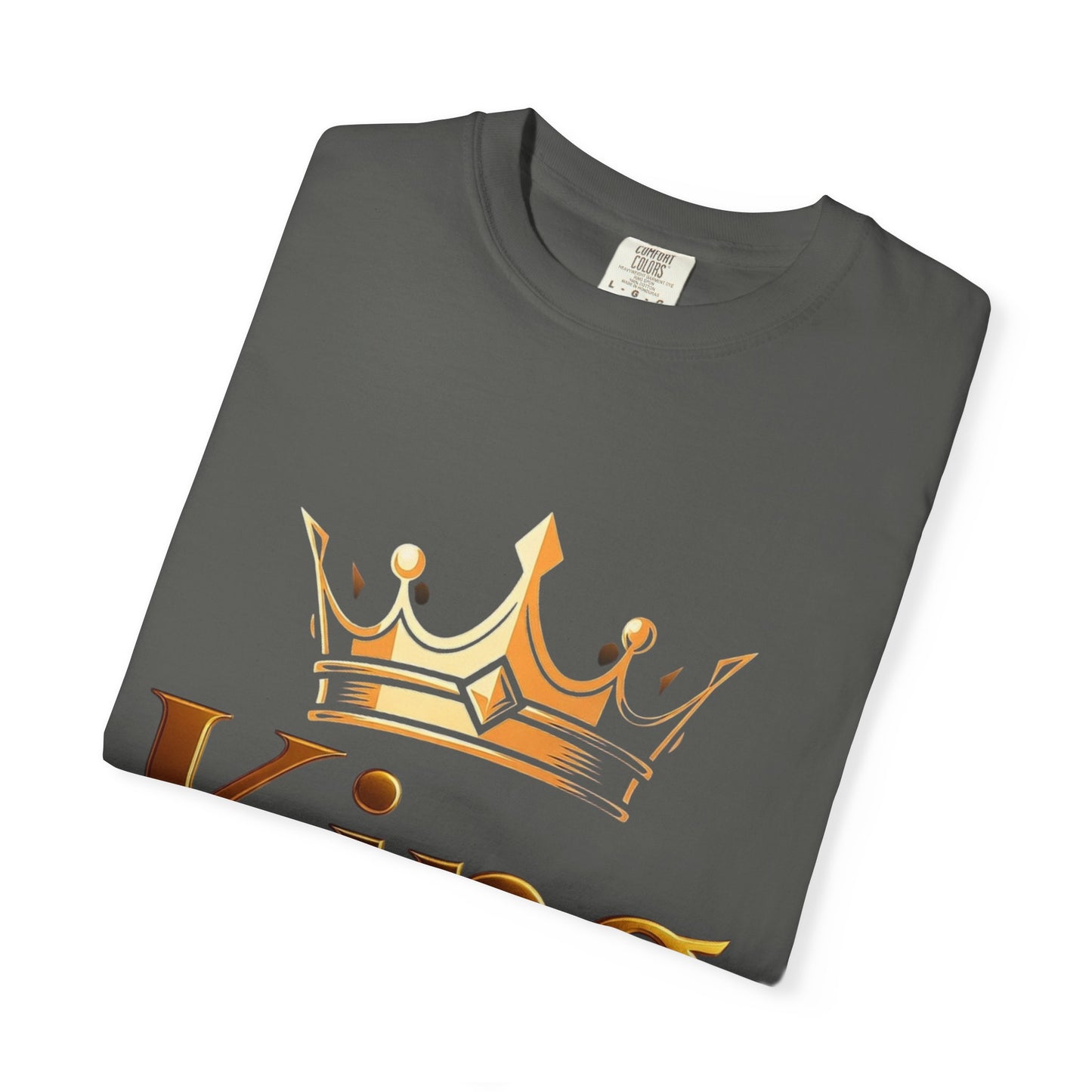 King Crown T-Shirt — Metallic Gold 'King' Graphic Tee