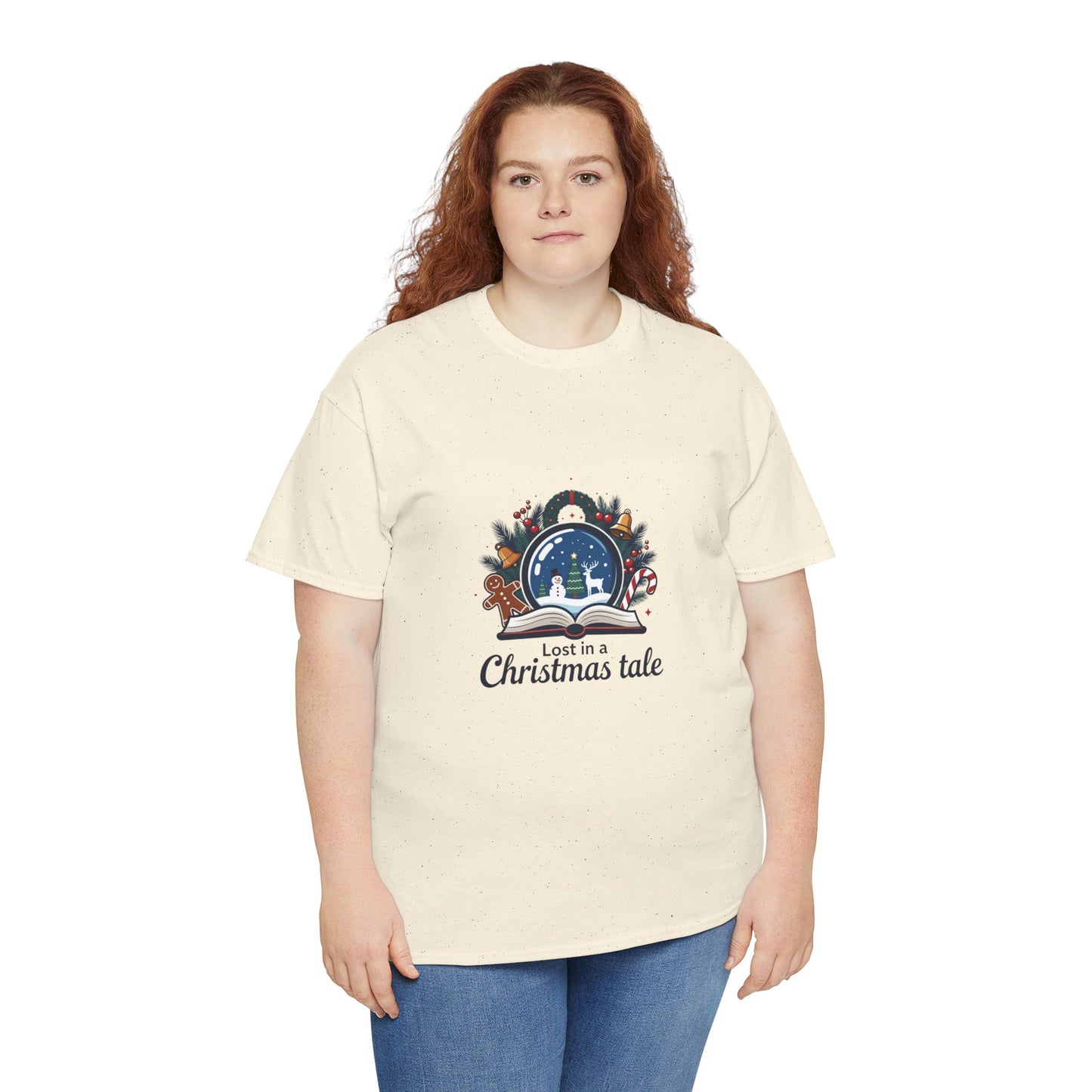 Christmas Tee — "Lost in a Christmas Tale" Snow Globe Graphic Shirt