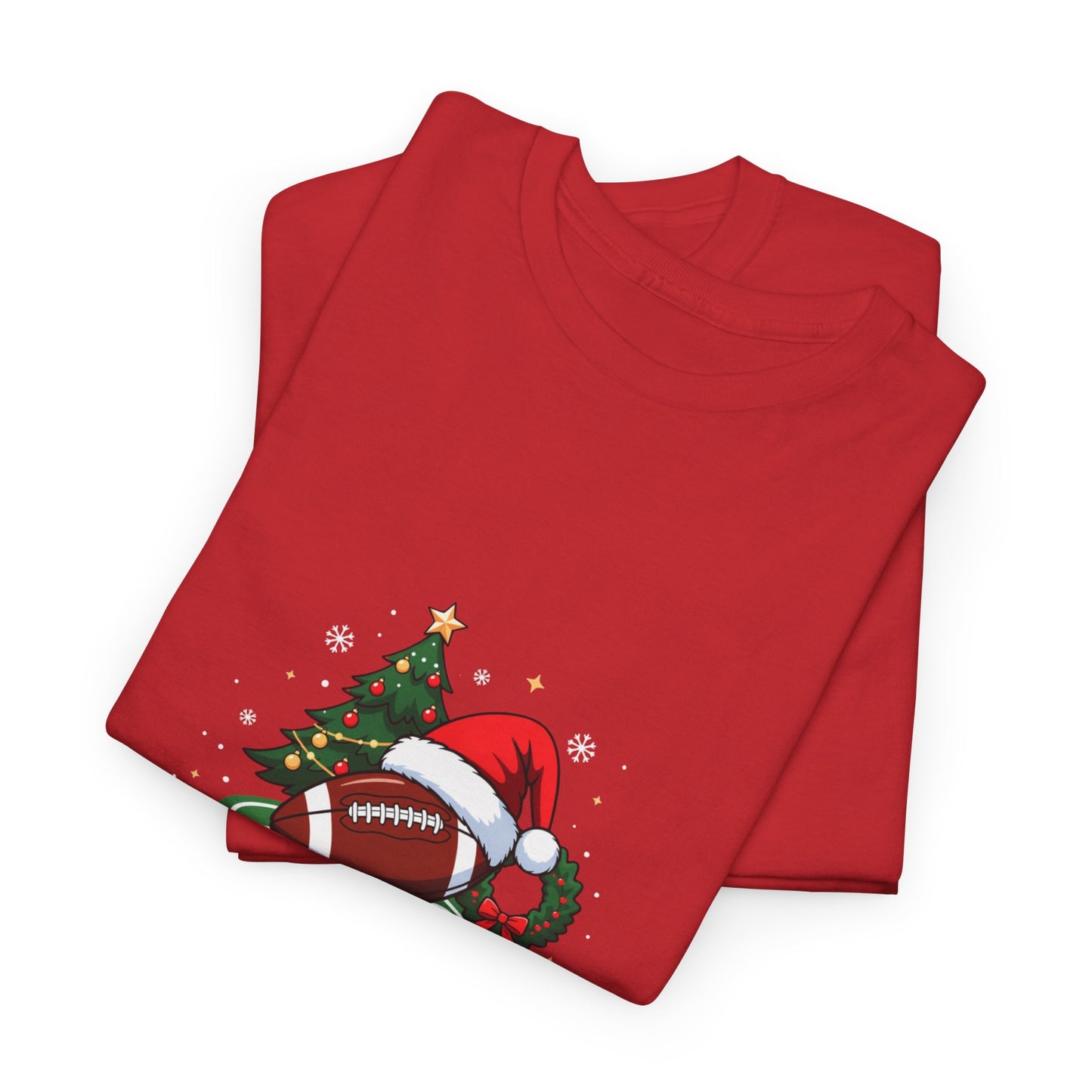 Christmas Football T-Shirt — "Spirits are bright, especially after that win" Holiday Tee