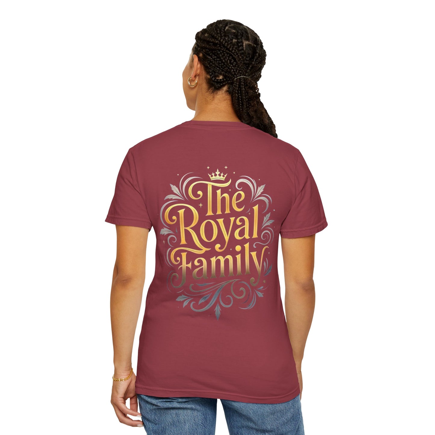 Queen Crown T-Shirt — Regal Gold Typography Tee for Her