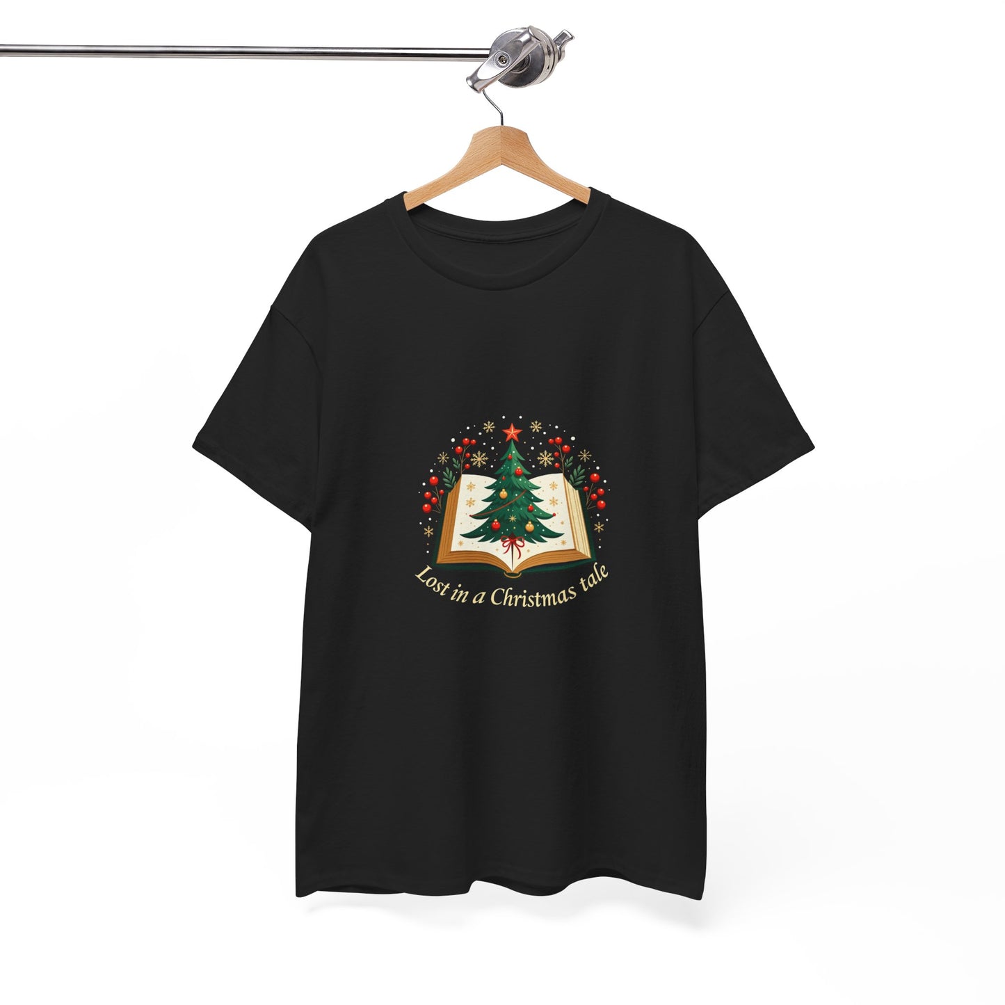 Christmas Tale T-Shirt — "Lost in a Christmas Tale" Illustrated Tree Book Tee