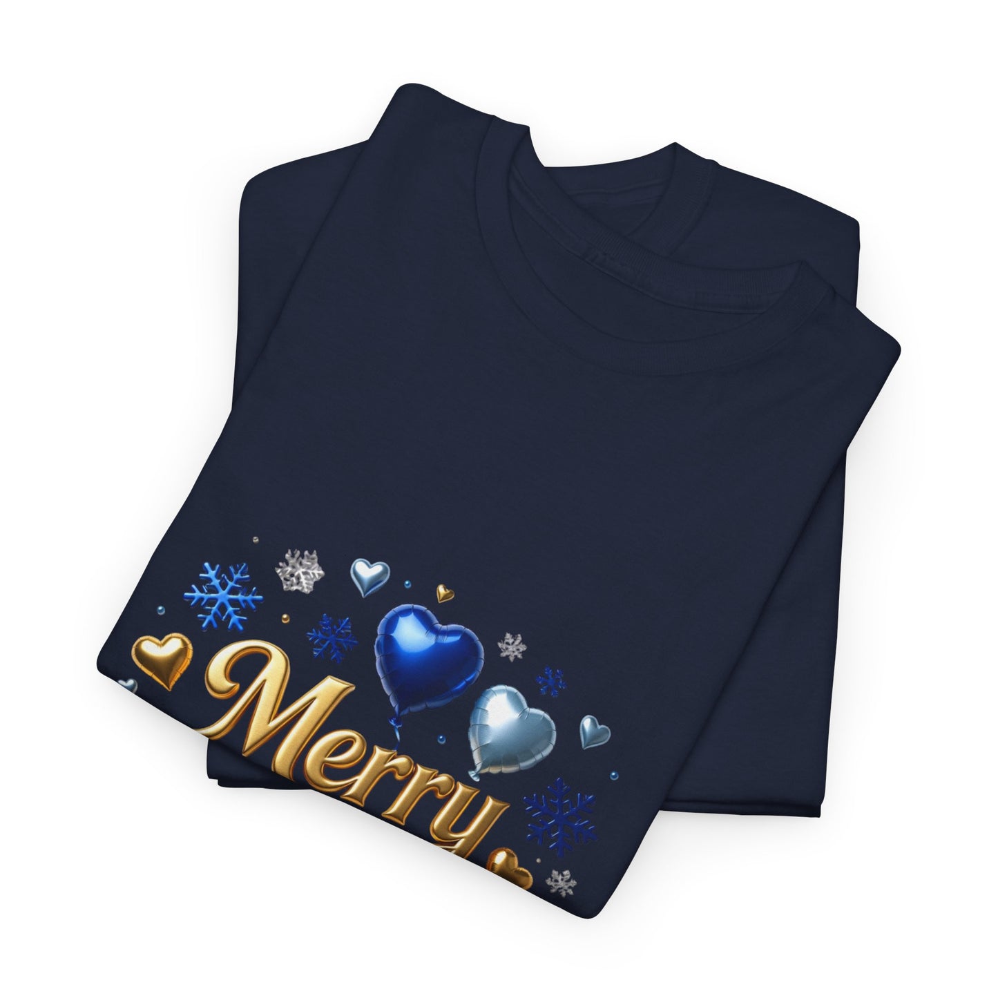 Merry Christmas Blue Hearts T-Shirt