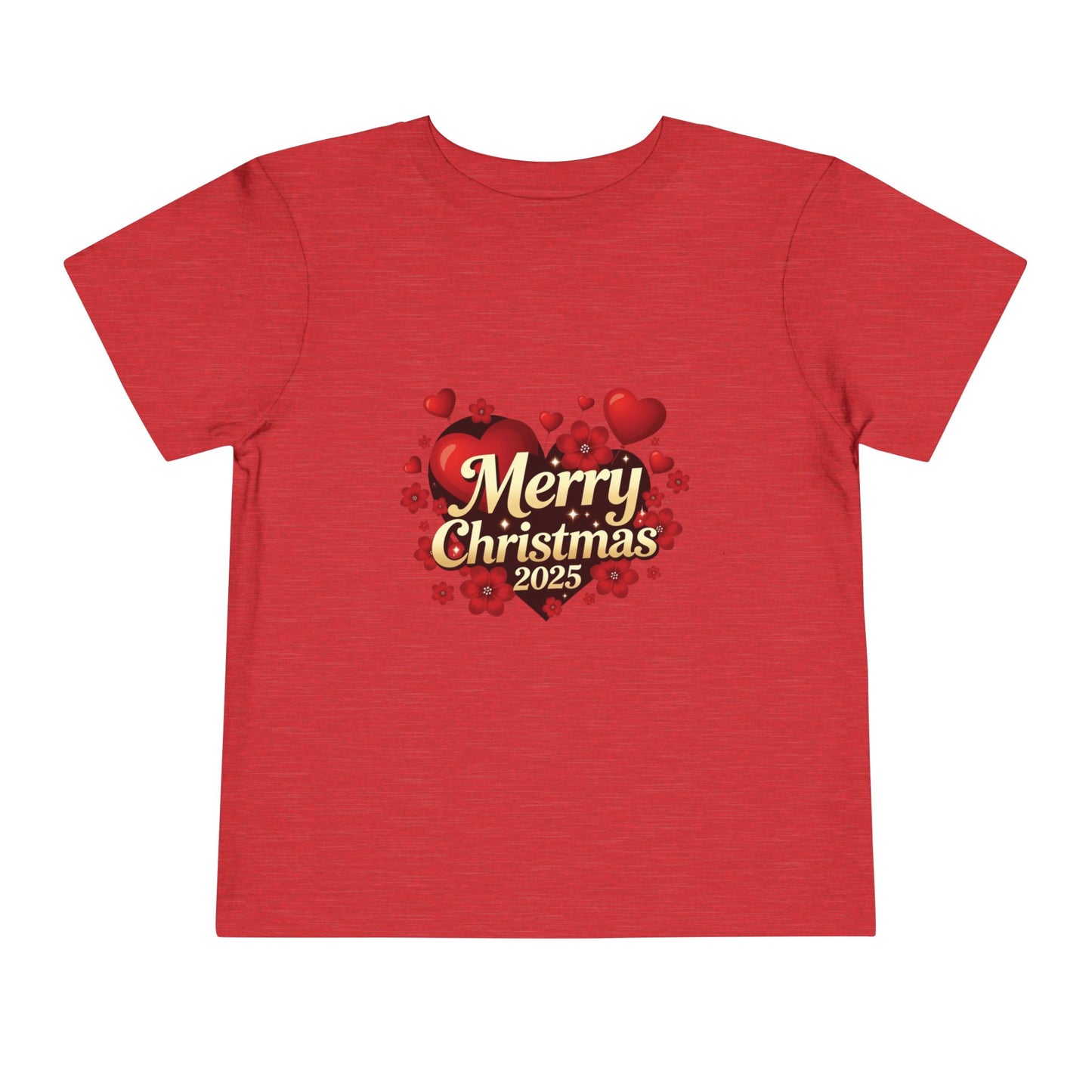 Toddler Tee — "Merry Christmas 2025" Heart Holiday Shirt