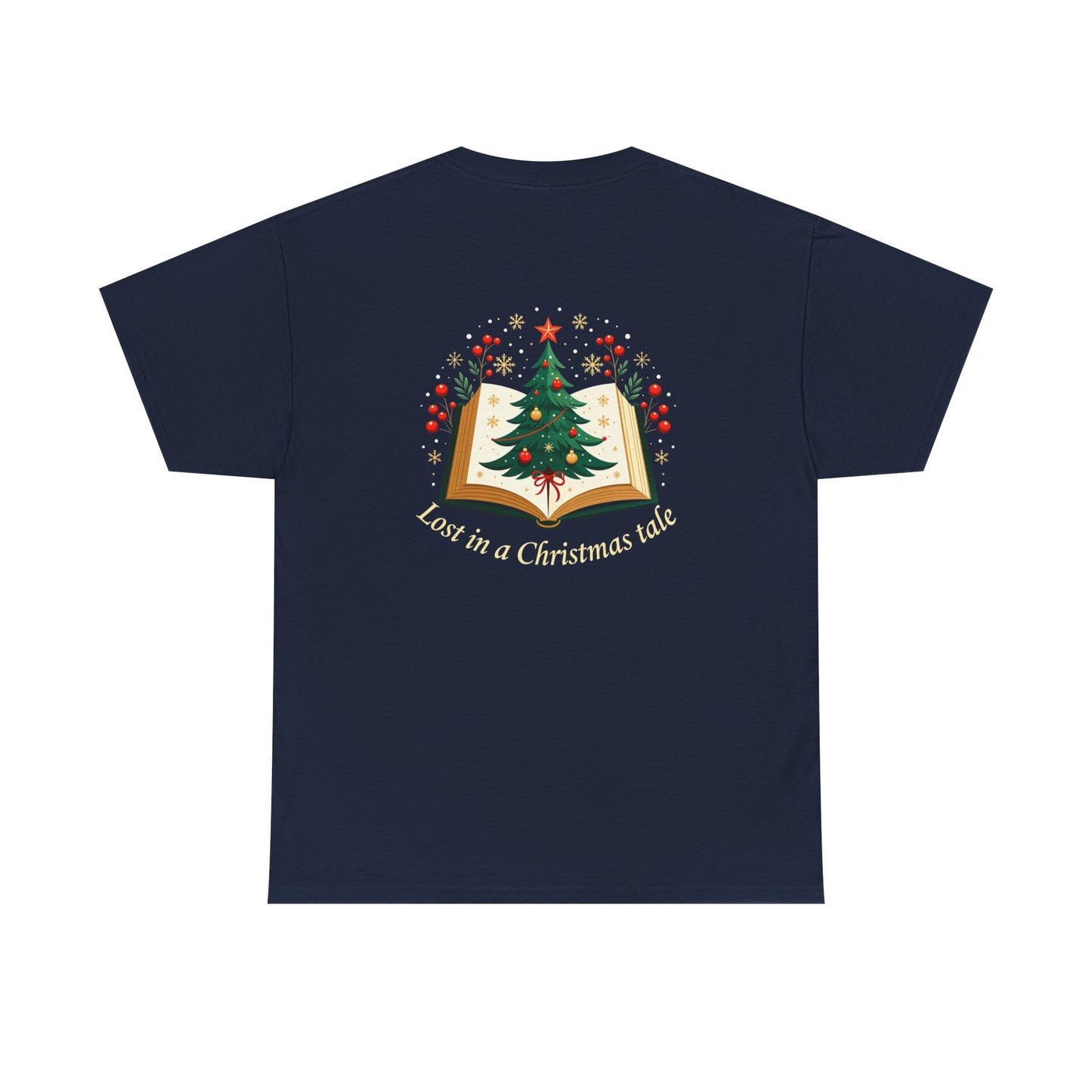 Christmas Tale T-Shirt — "Lost in a Christmas Tale" Illustrated Tree Book Tee