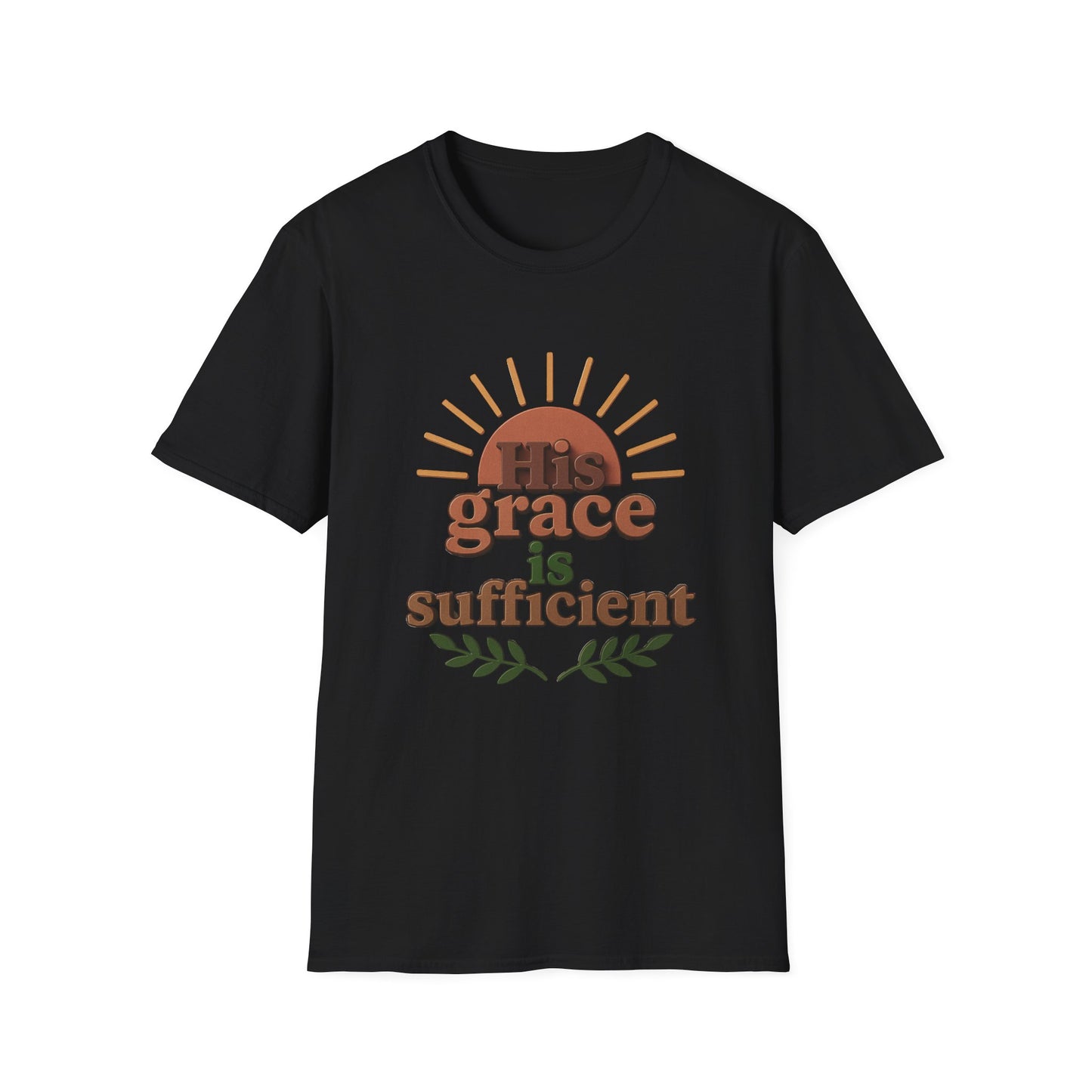 Inspirational Quote T-Shirt: 'His Grace is Sufficient' Unisex Softstyle Tee