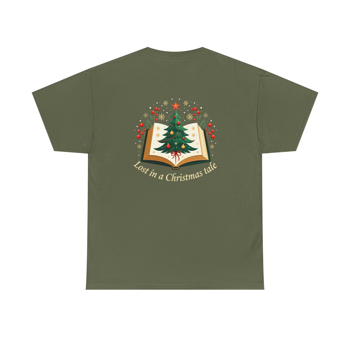 Christmas Tale T-Shirt — "Lost in a Christmas Tale" Illustrated Tree Book Tee