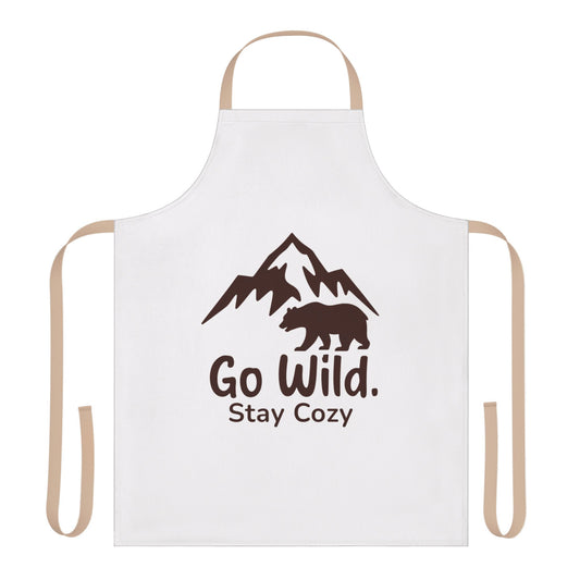 Go Wild Stay Cozy Apron — Mountain & Bear Cooking Apron for Outdoor Lovers