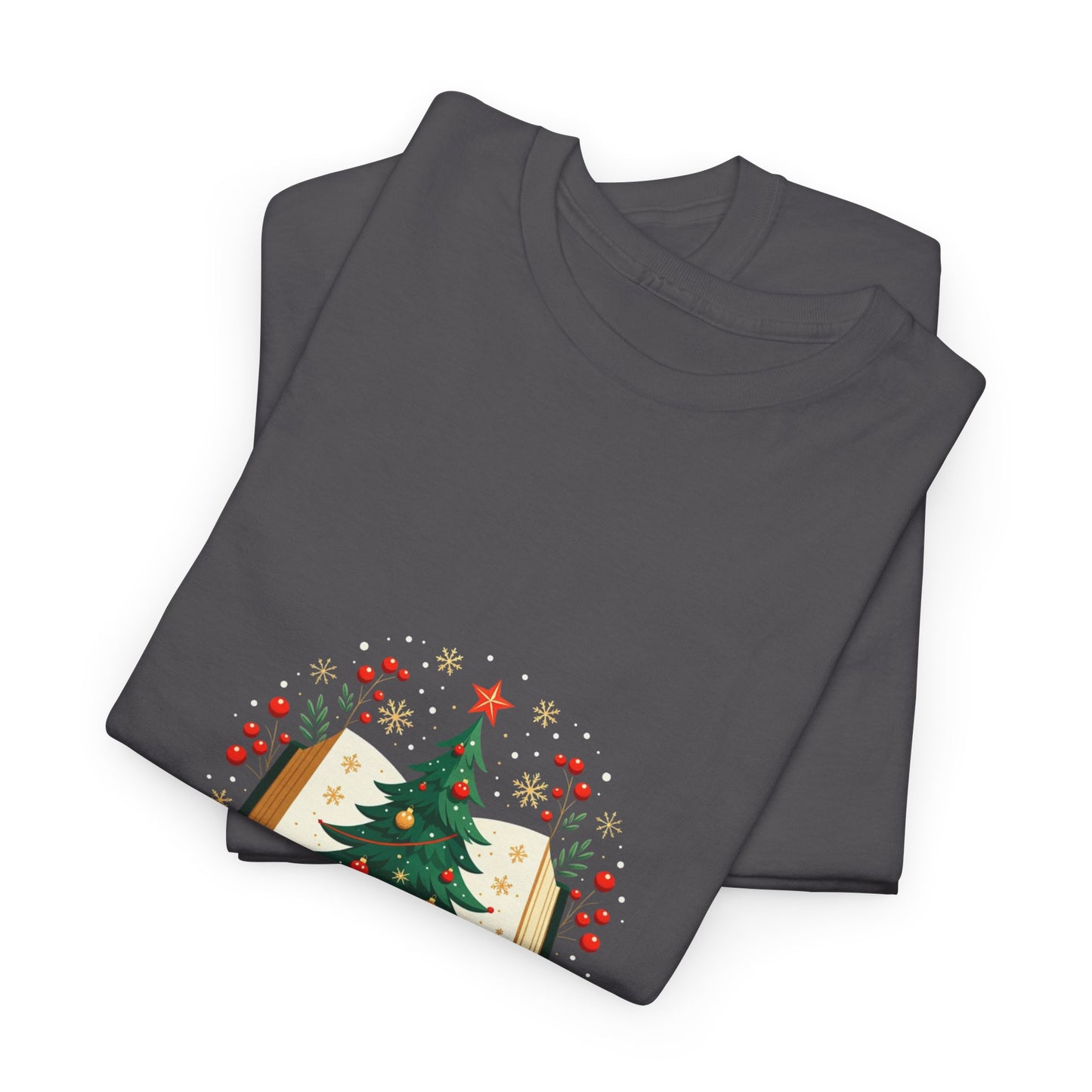 Christmas Tale T-Shirt — "Lost in a Christmas Tale" Illustrated Tree Book Tee