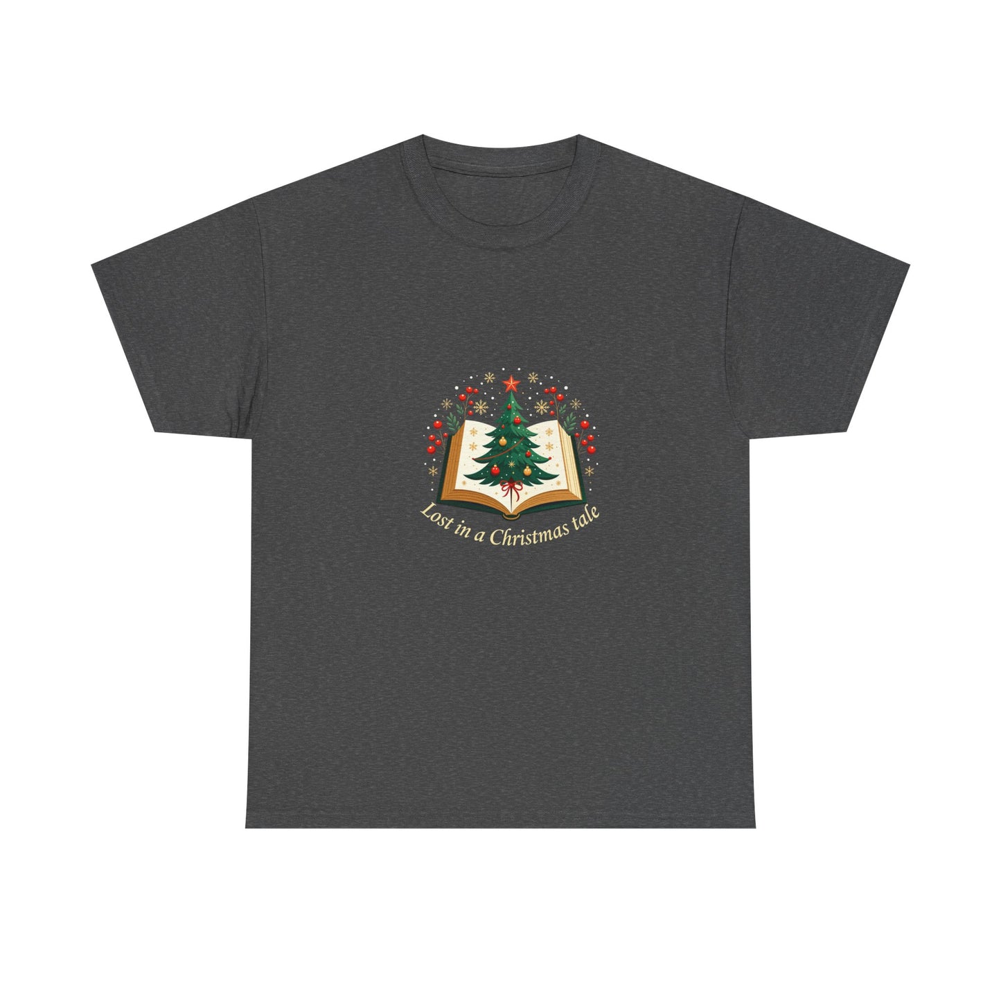 Christmas Tale T-Shirt — "Lost in a Christmas Tale" Illustrated Tree Book Tee